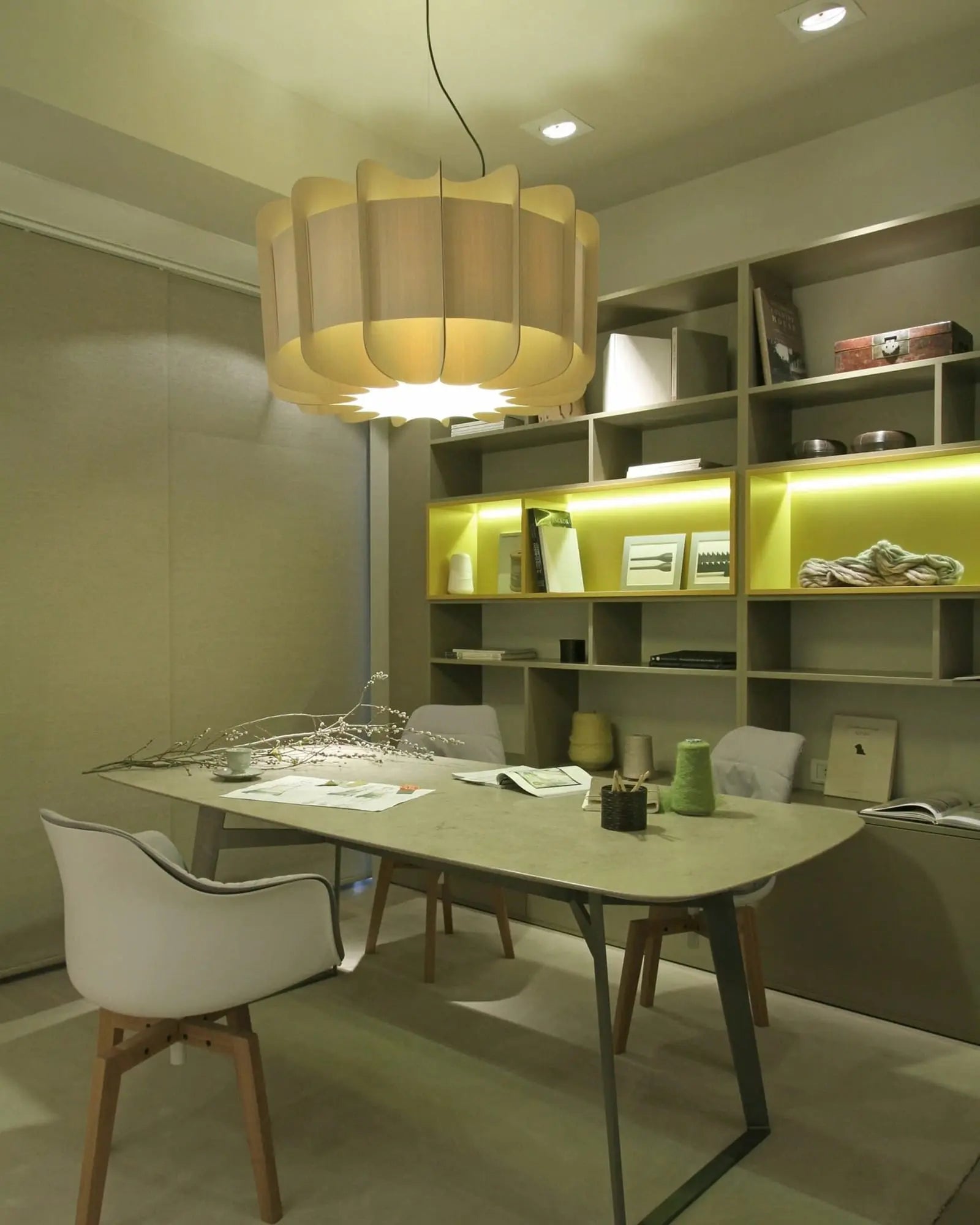 Clarissa veneer pendant light above a table