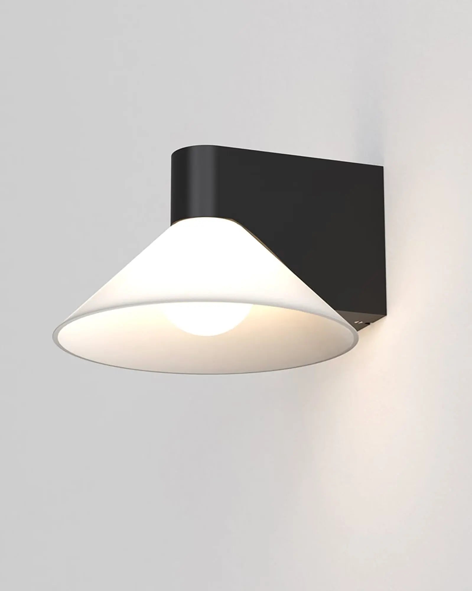 Conic contemporary opal glass and metal bathroom wall light black