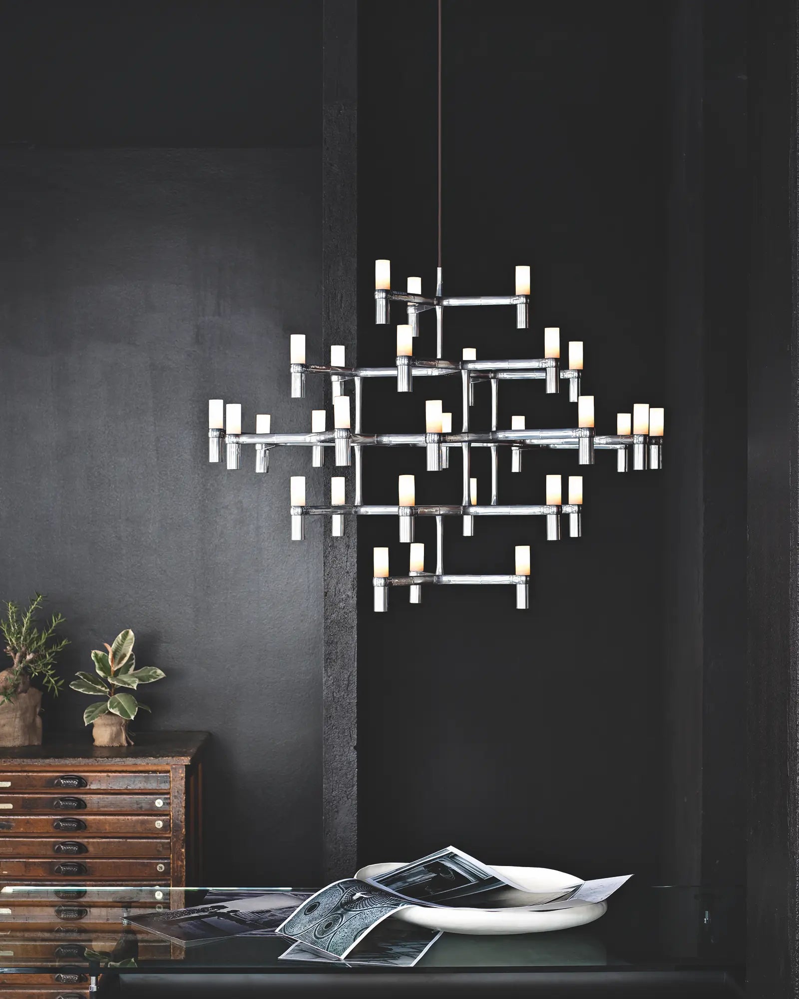 Crown major large chandelier above a dining table