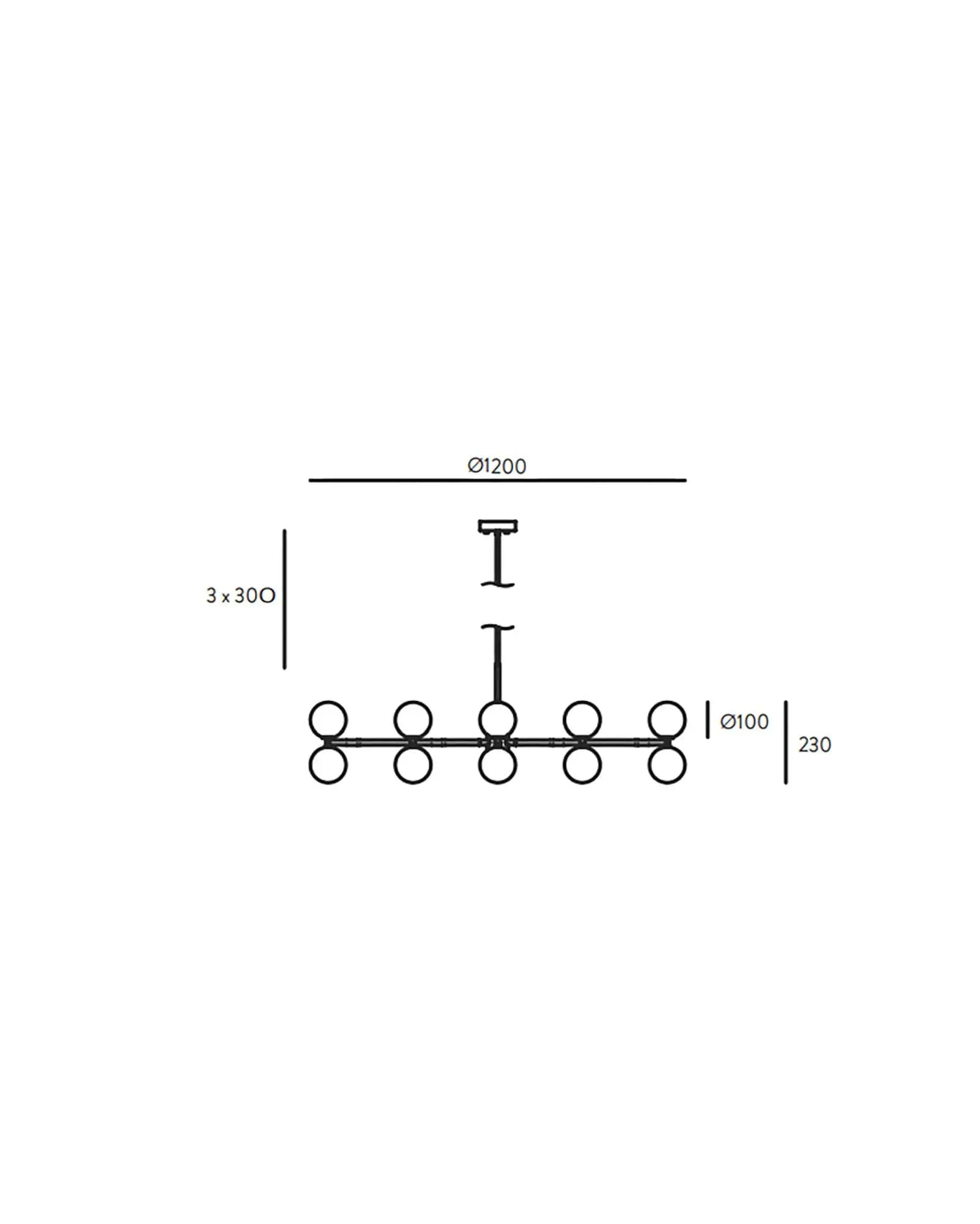 Dalt 6 pendant light marble and opal spheres sizes