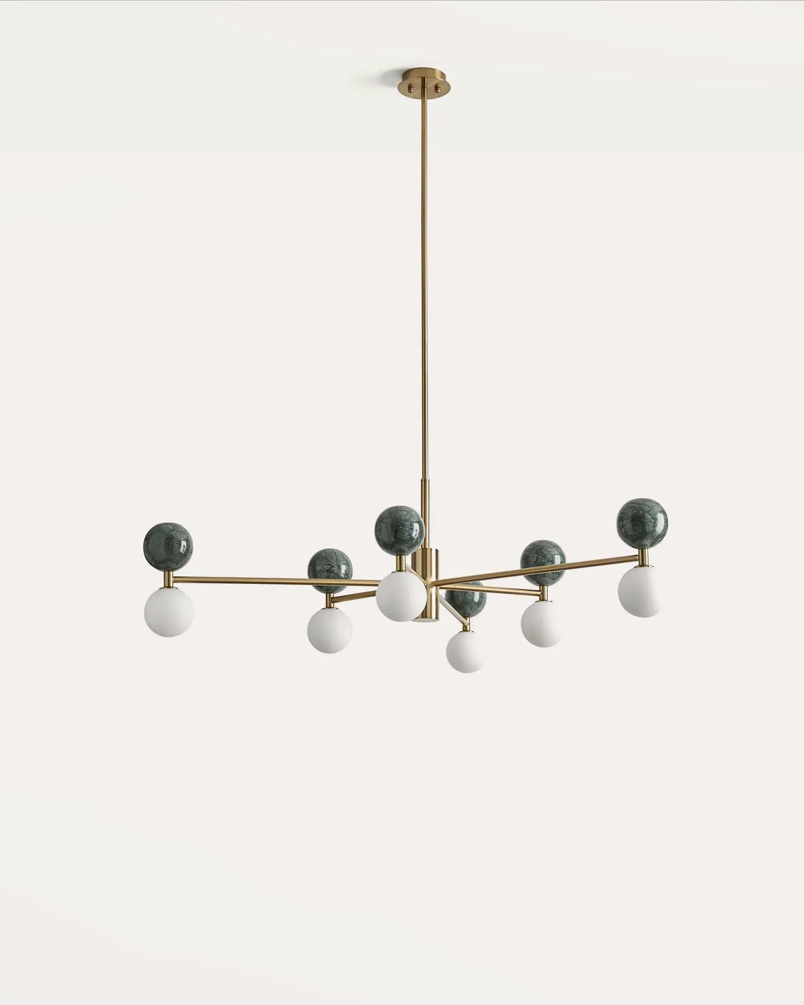 Dalt 6 pendant light marble and opal spheres brass product photo
