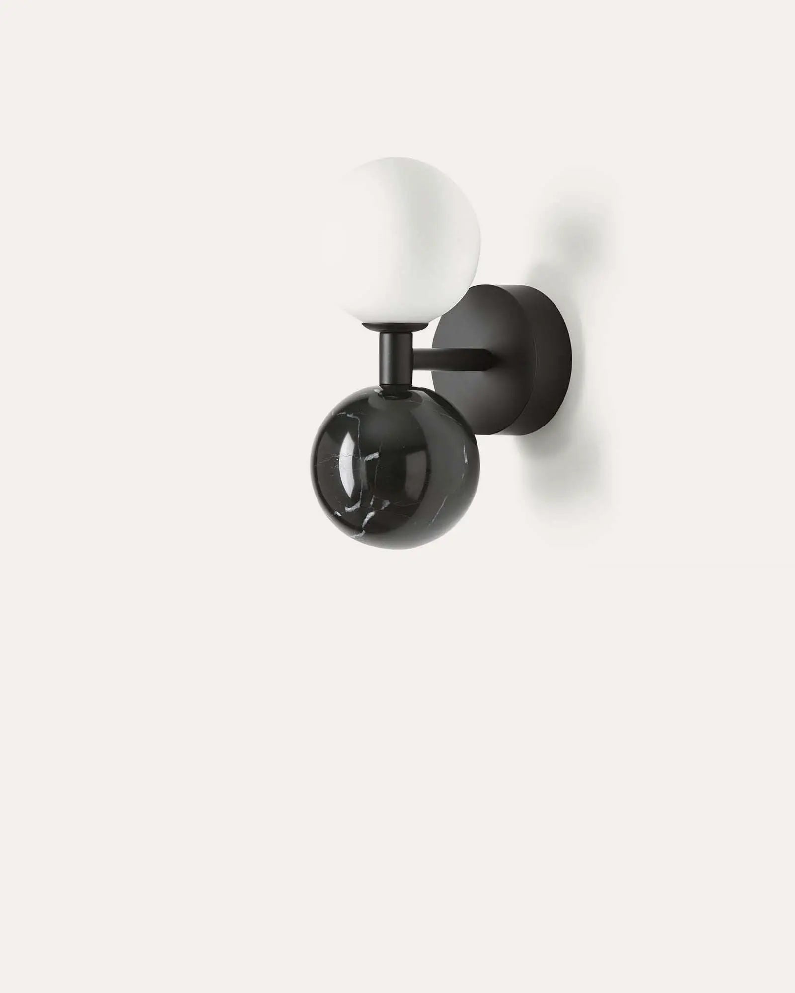 Dalt Wall light marble and opal glass spheres black with black marble