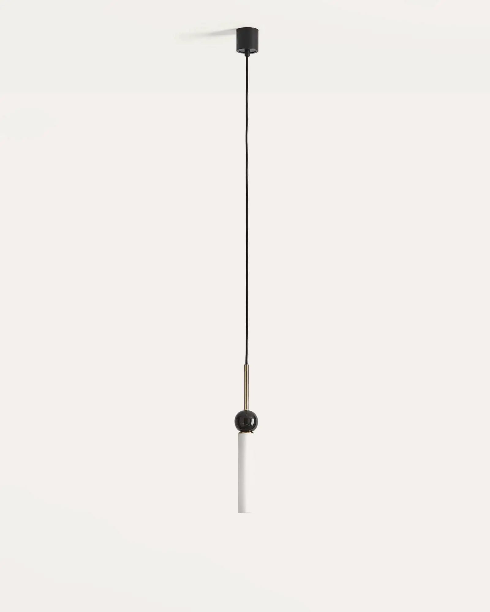 Delie pendant with marble sphere and opal glass shade