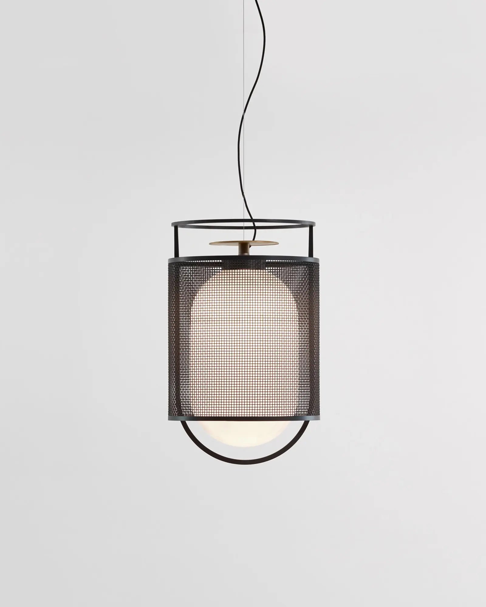 Denglong contemporary pendant light blown glass in a steel cage small