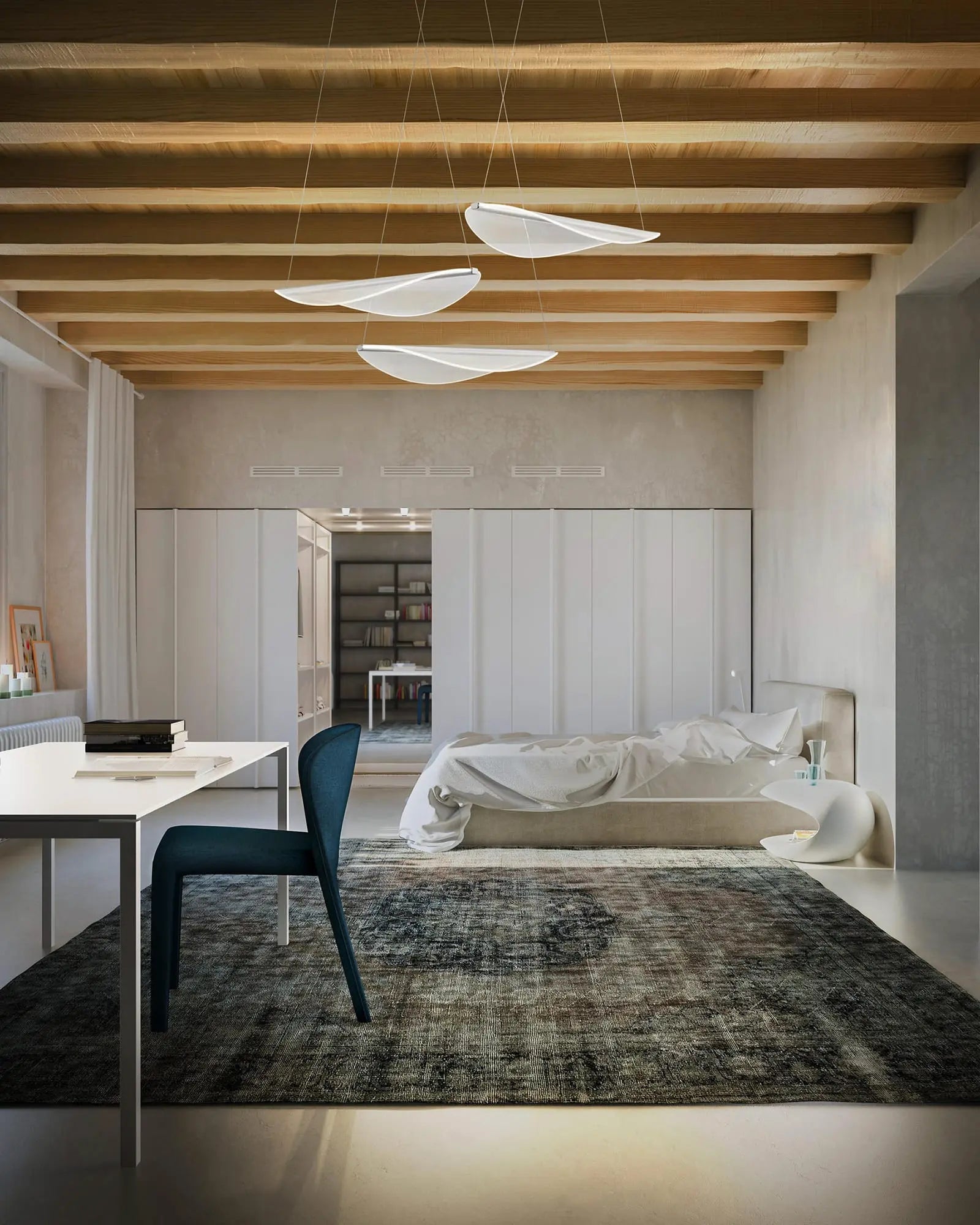 Diphy pendant light in a bedroom