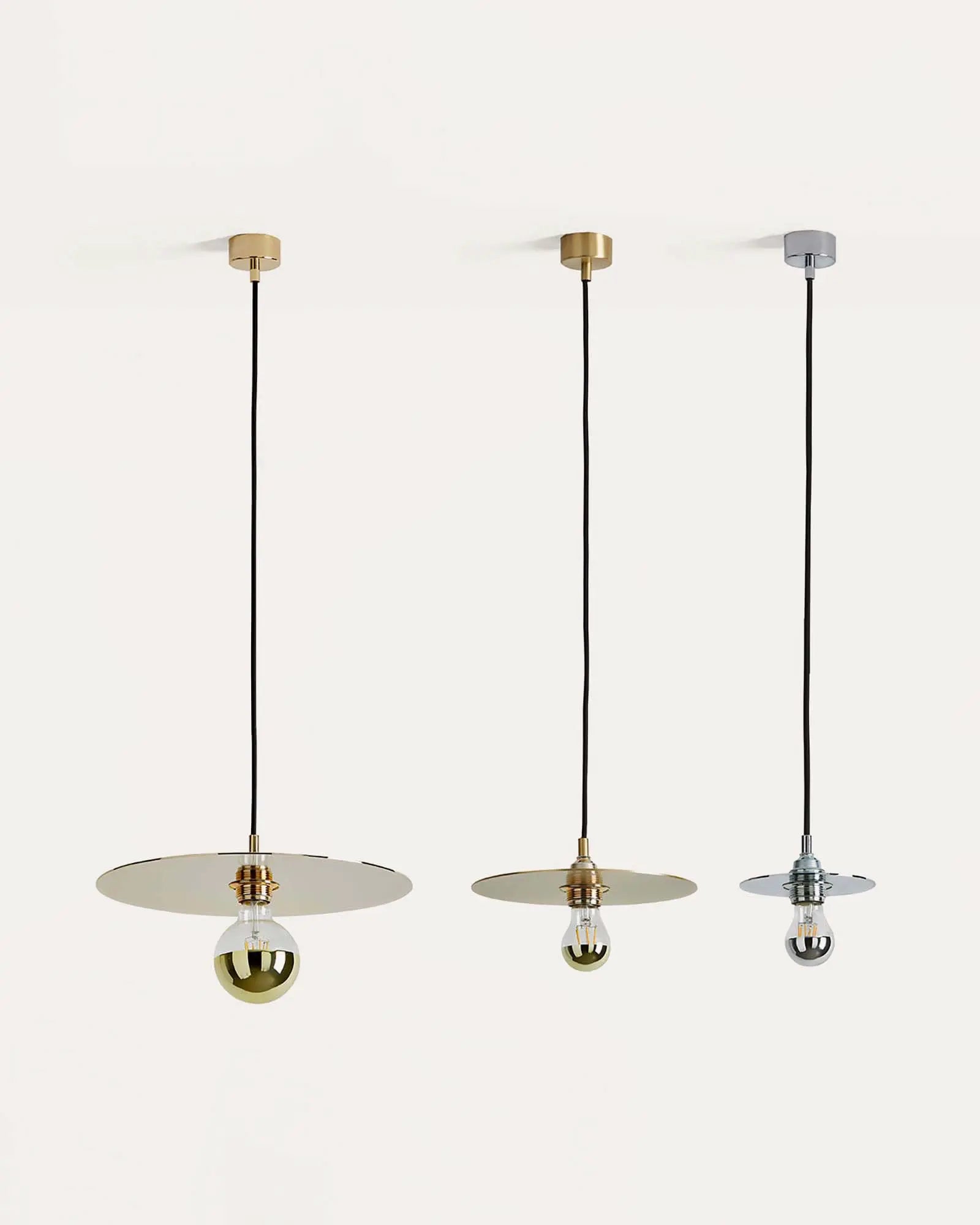 Disc Pendant light minimalistic flat disc shade 3 sizes