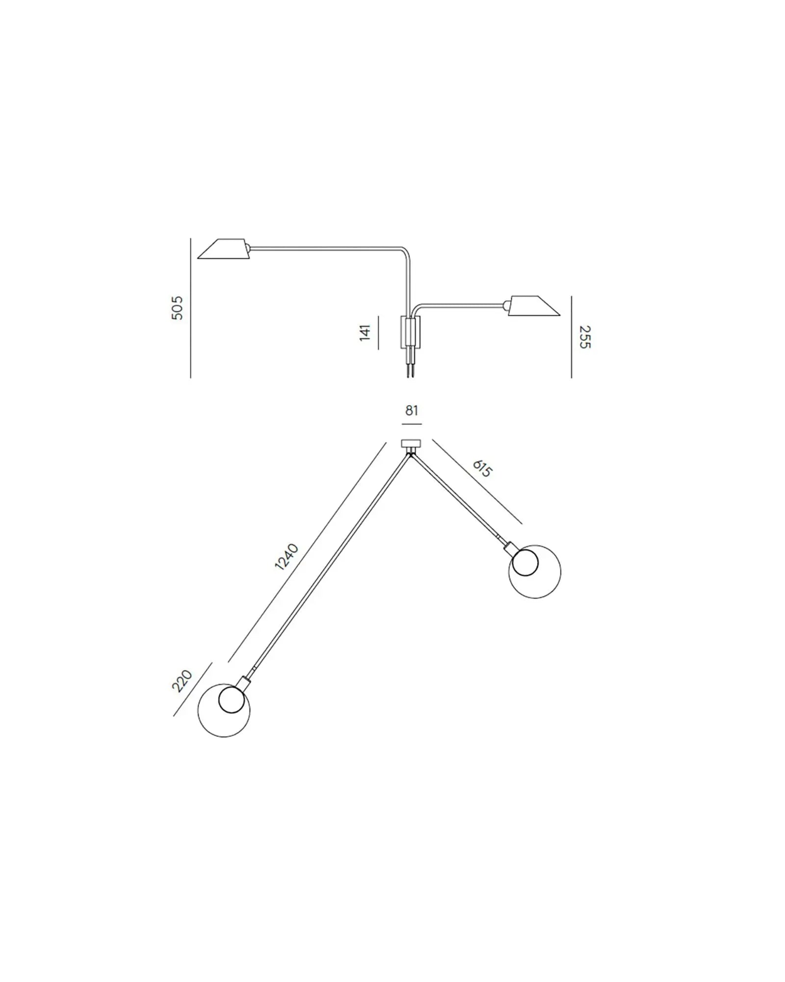 Duo double adjustable minimalistic wall light Scandinavian style sizes