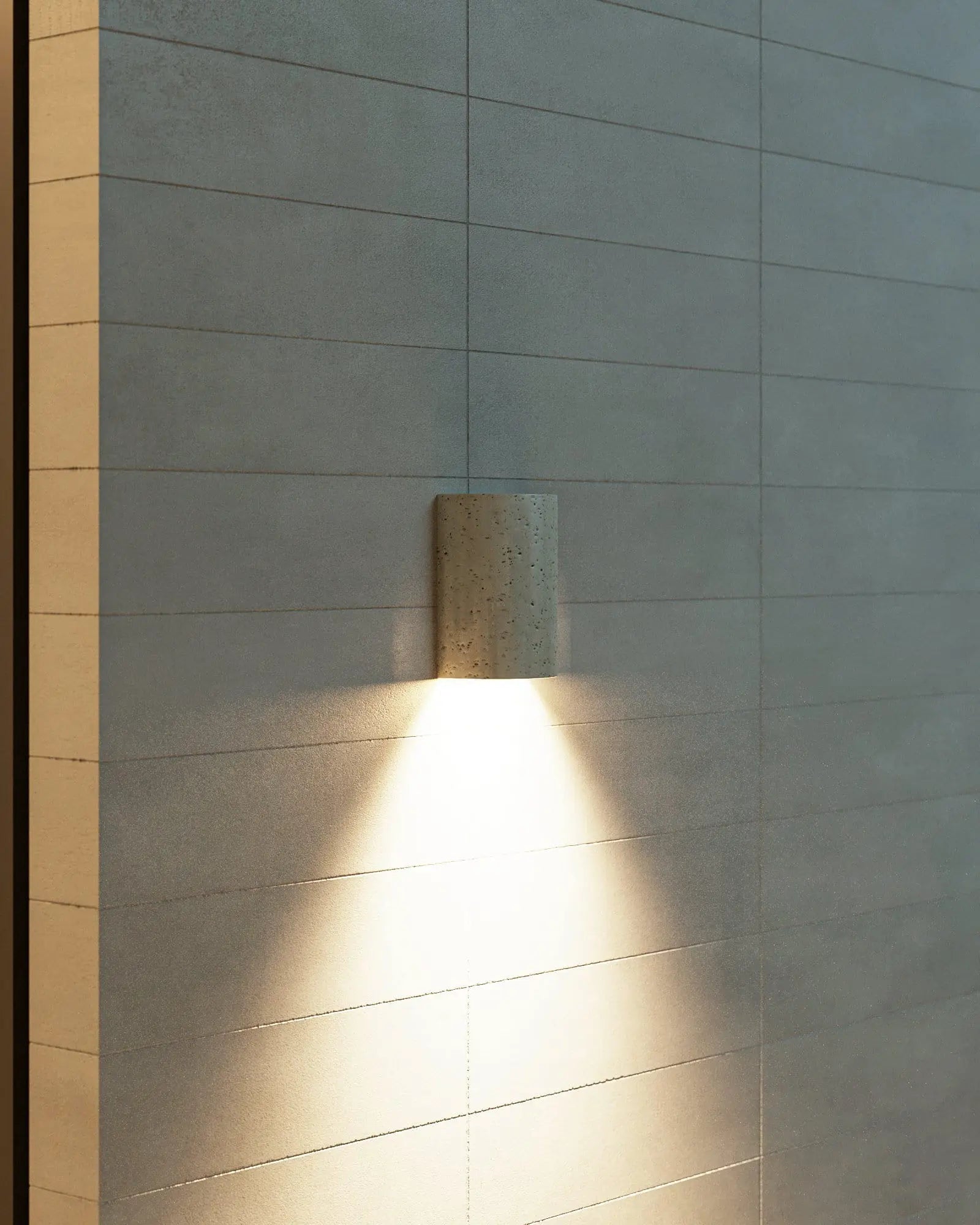 Dusk outdoor handmade ceramic wall light on exterior wall