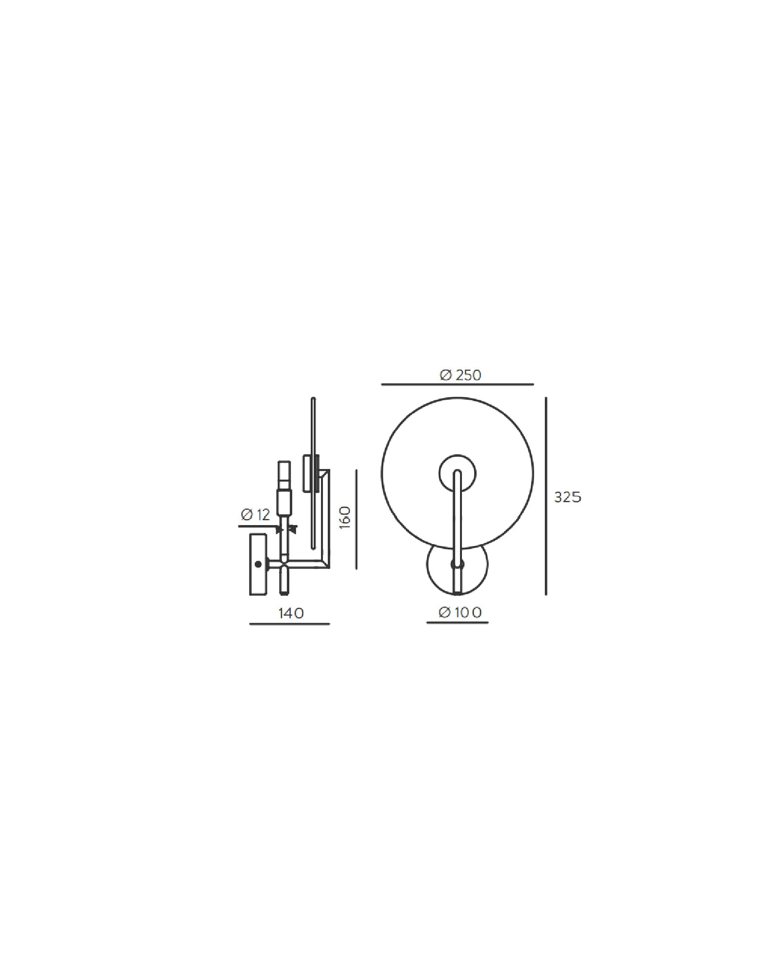 Erto Wall light minimalistic disc shade sizes