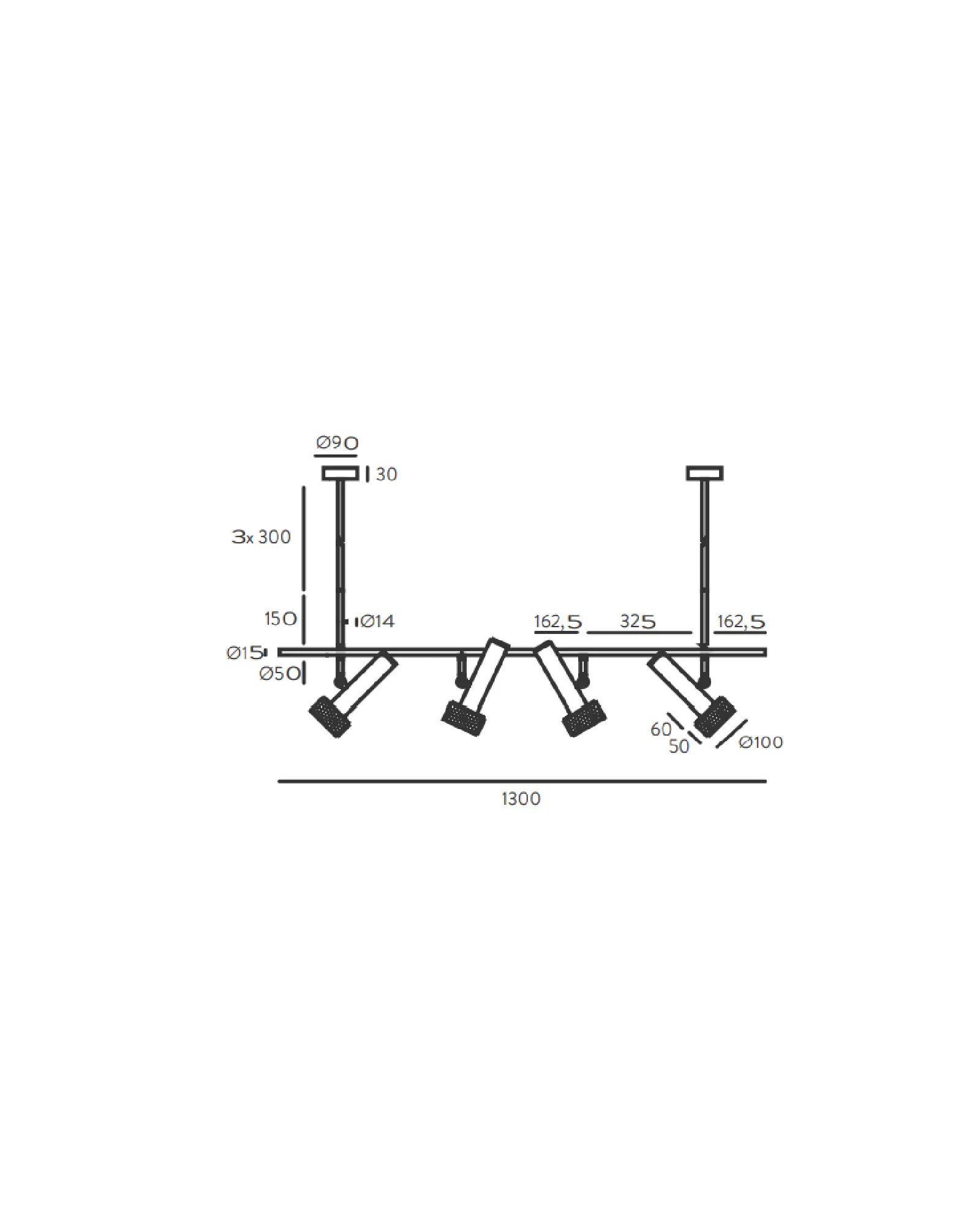 Focus Linear Pendant 4 lights sizes