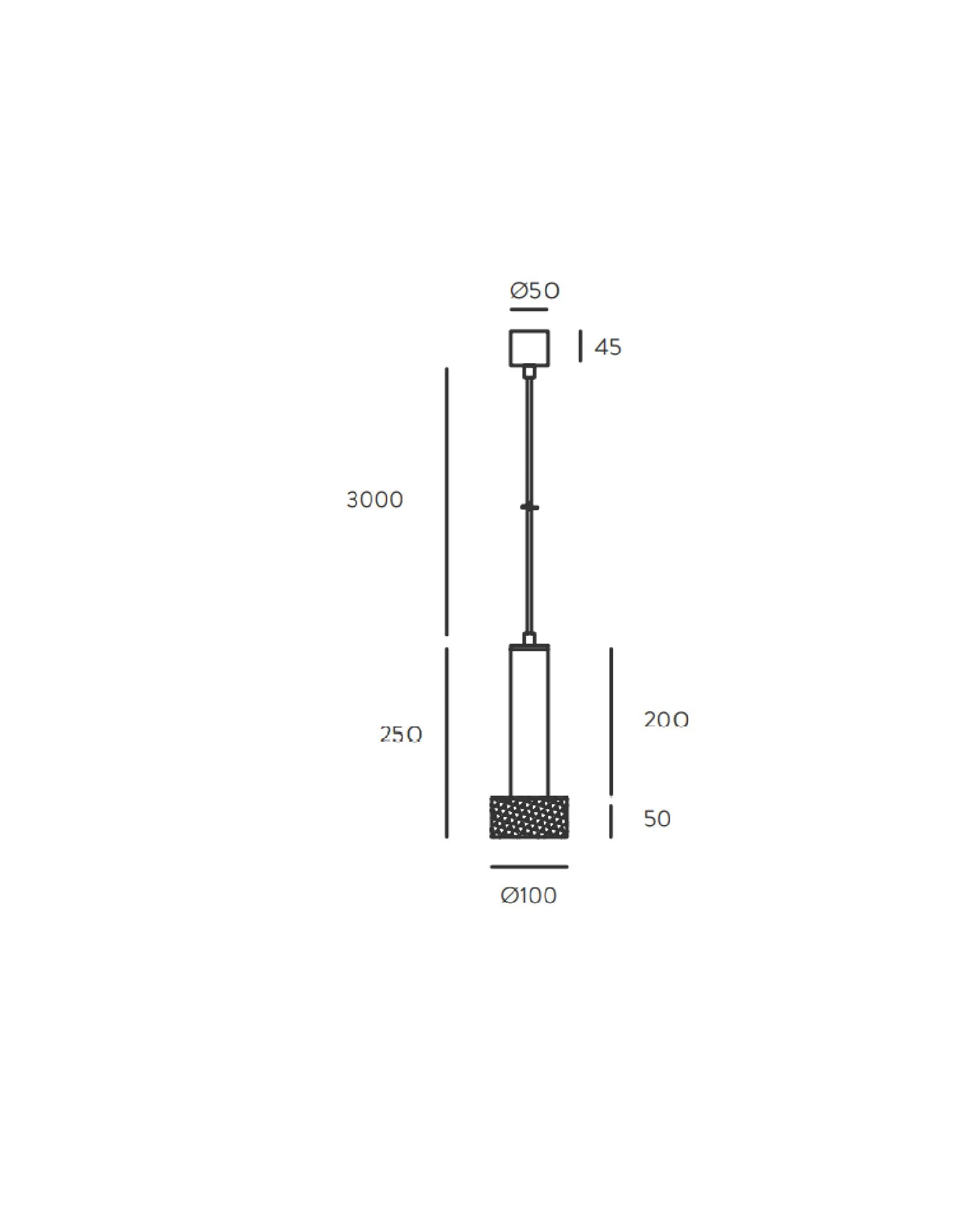 Focus pendant light with cord sizes