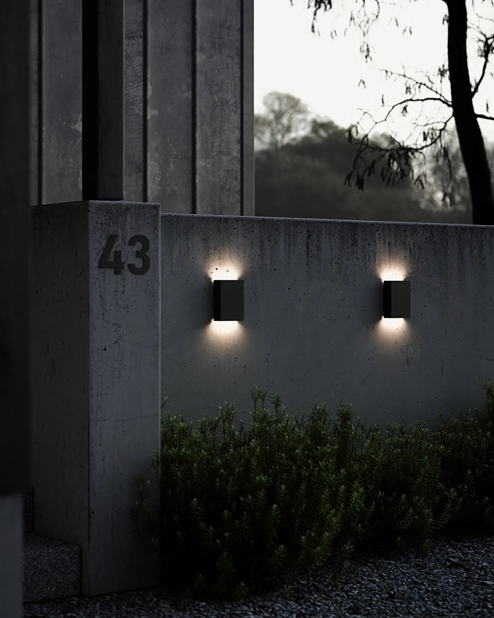 Fold 15 rectangular minimal outdoor Scandinavian light on a concrete wall
