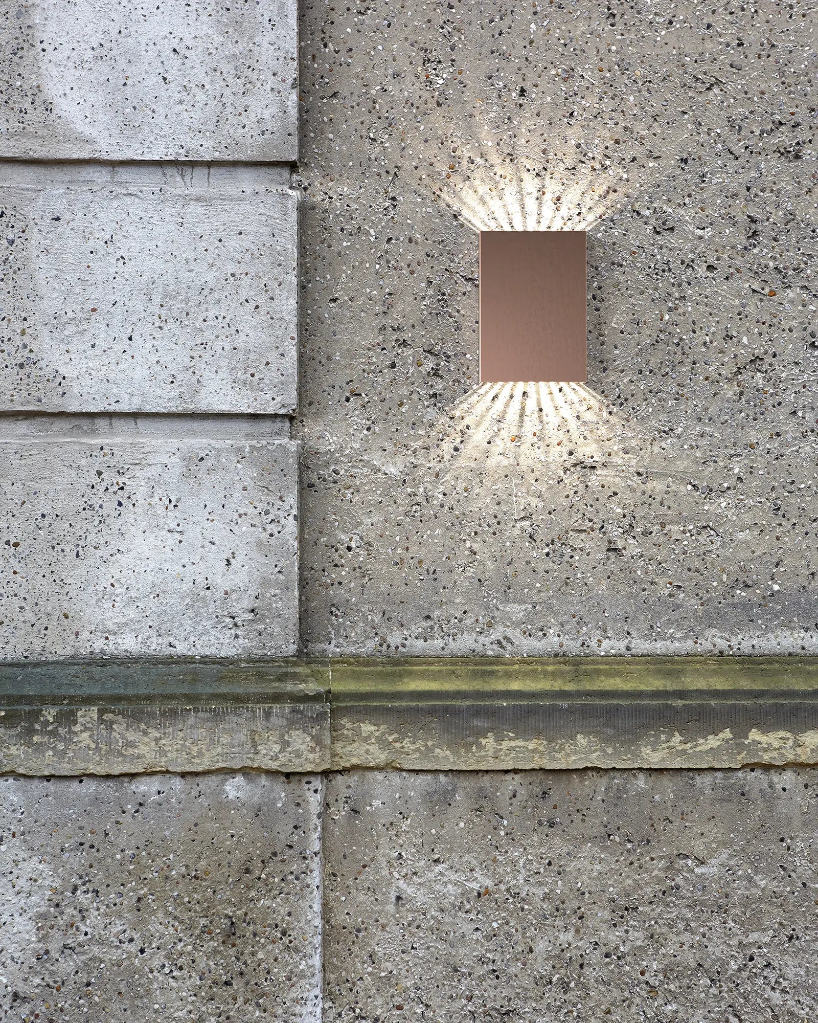 Fold 15 rectangular minimal outdoor Scandinavian light on a concrete wall