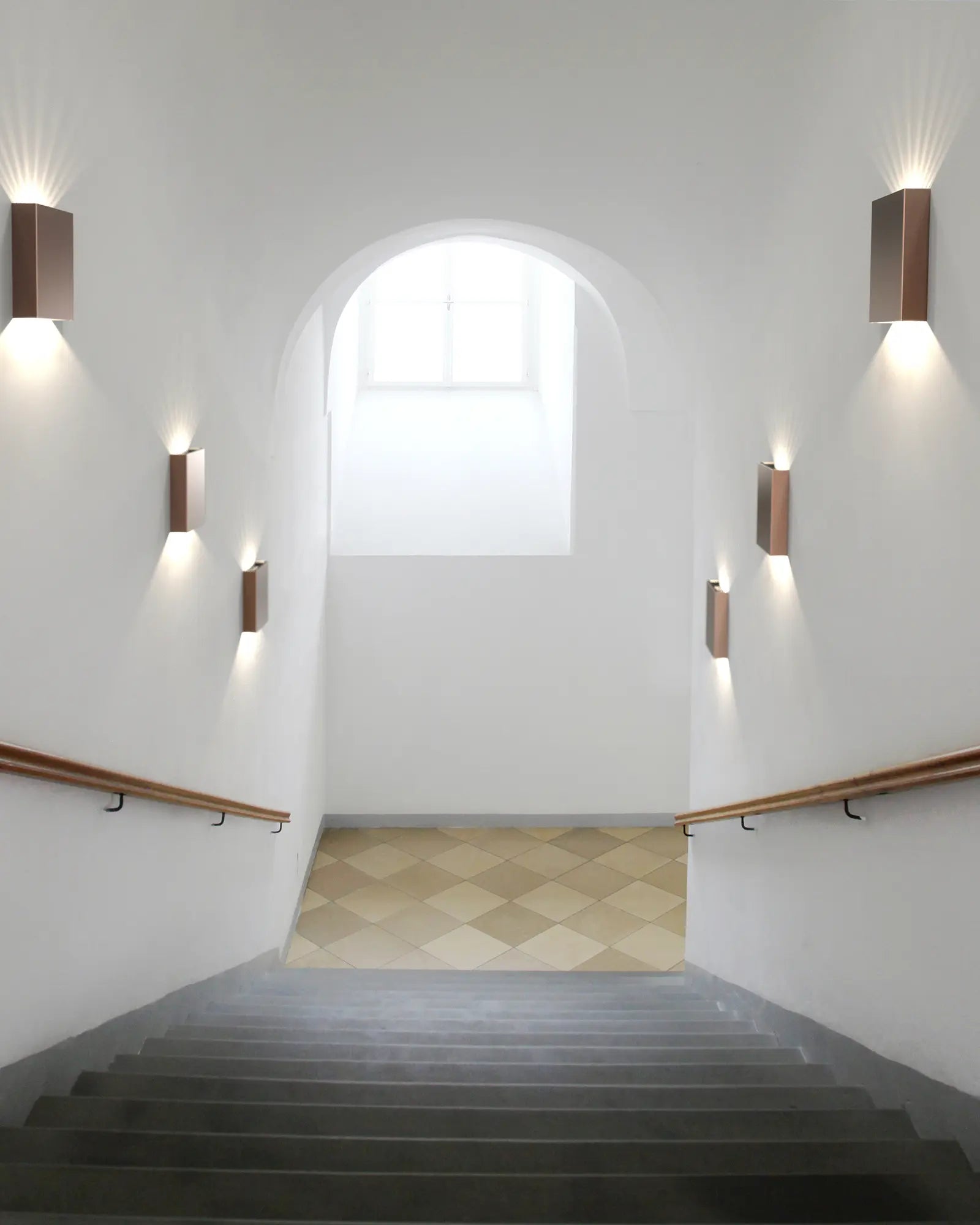 Fold 15 rectangular minimal outdoor Scandinavian light on staircase