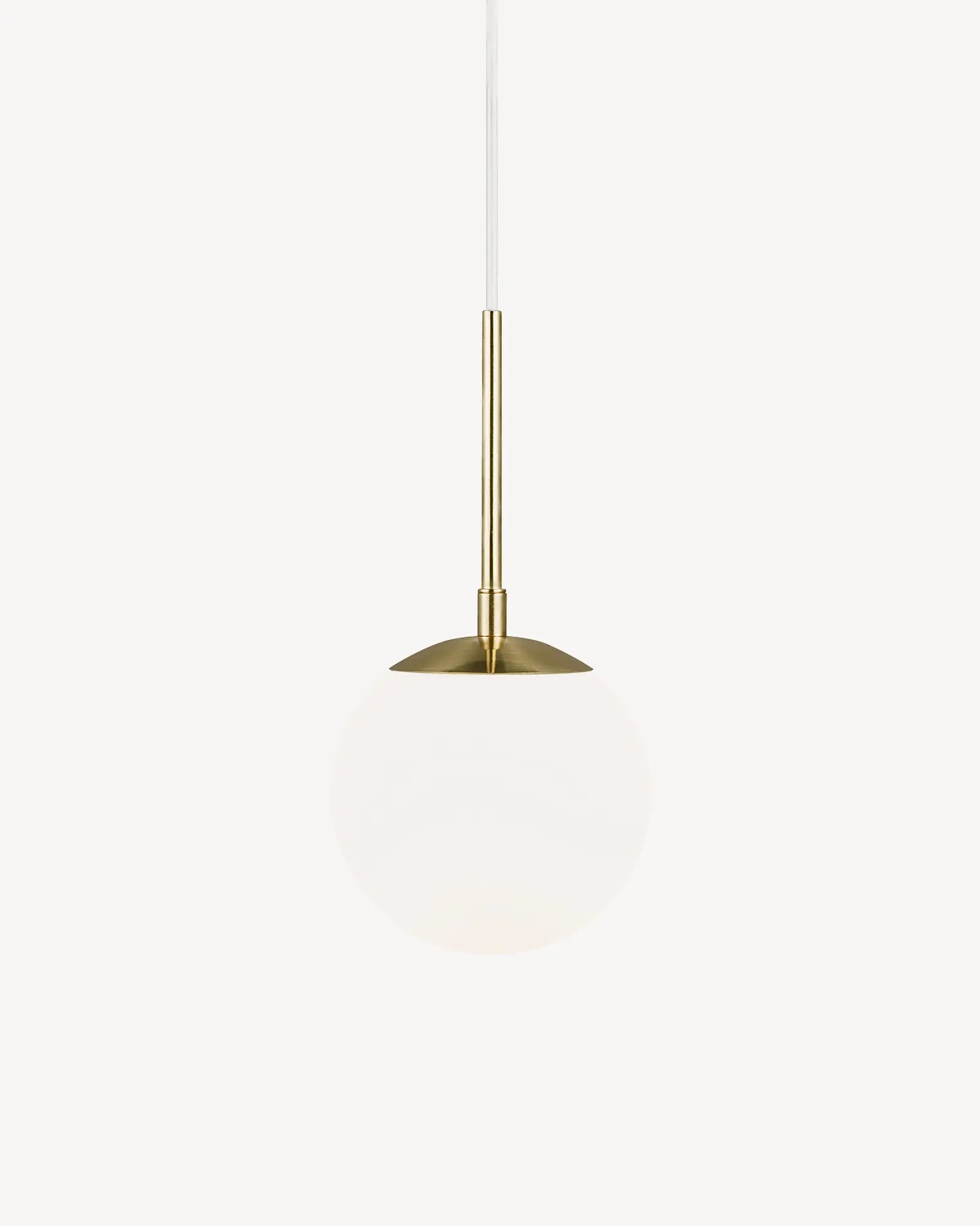 Grant orb pendant light in opal and brass 15