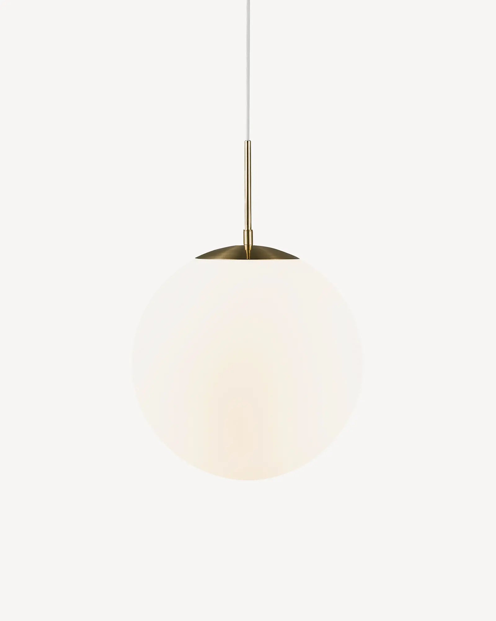 Grant orb pendant light in opal and brass 35