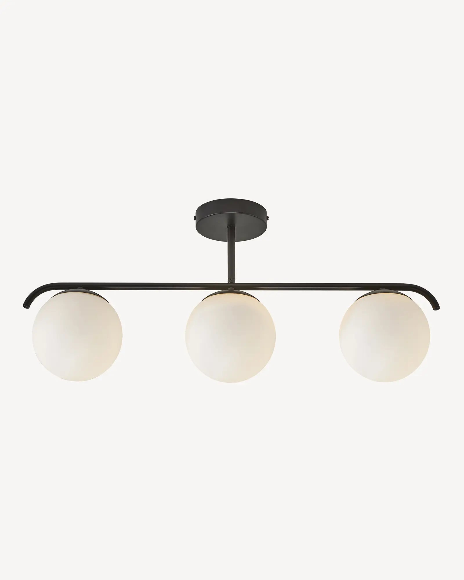 Grant orb pendant light in opal and black 3 lights