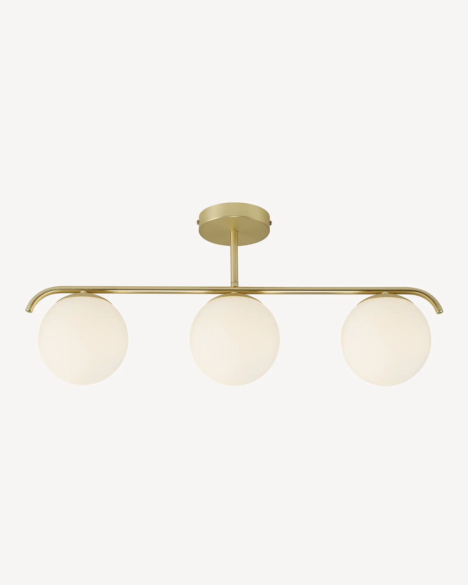 Grant orb pendant light in opal and brass 3 lights