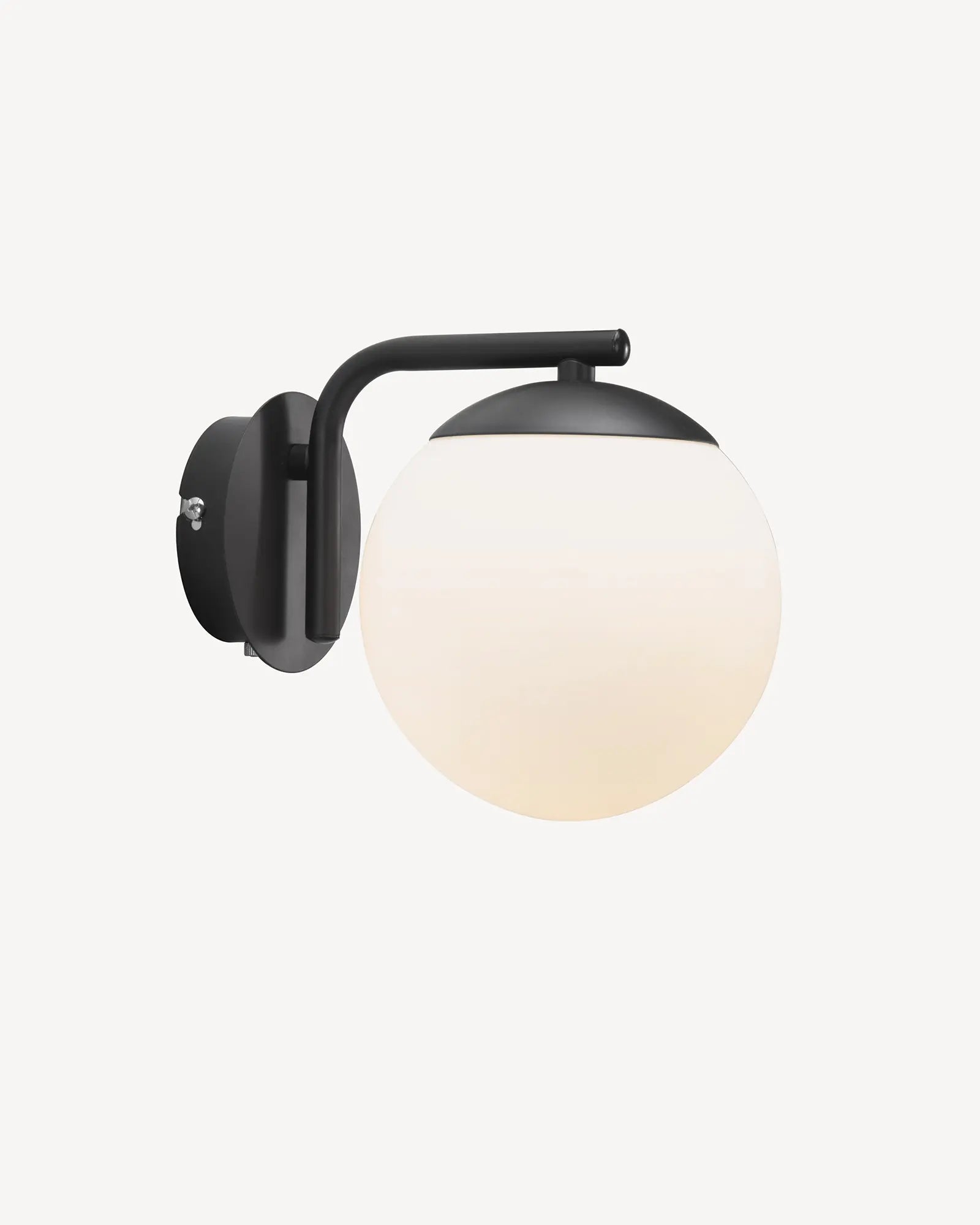 Grant Scandinavian glass orb and black wall light