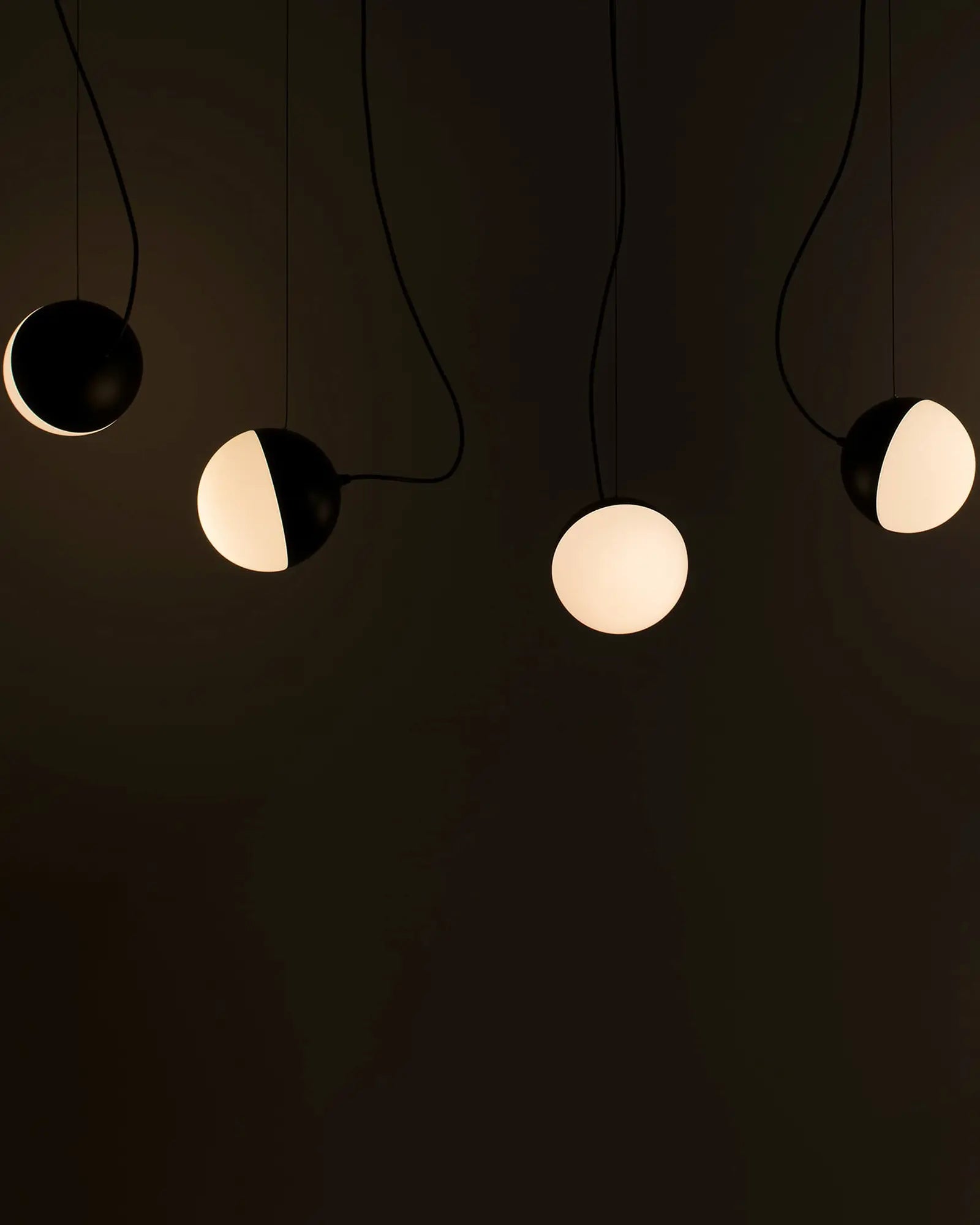 Half round minimal pendant light cluster