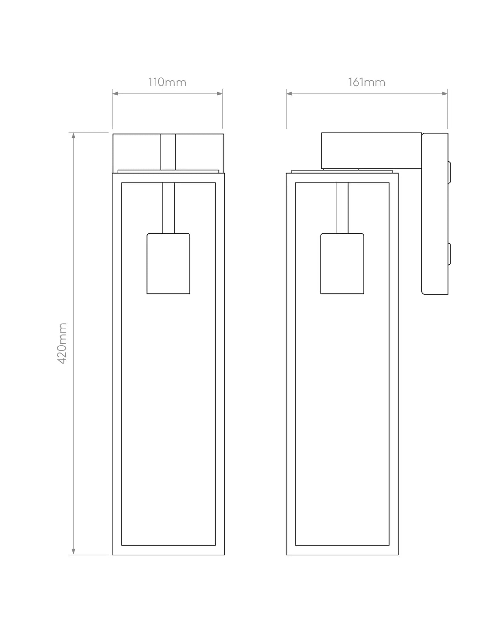 Harvard Lantern contemporary outdoor glass and metal wall light sizes