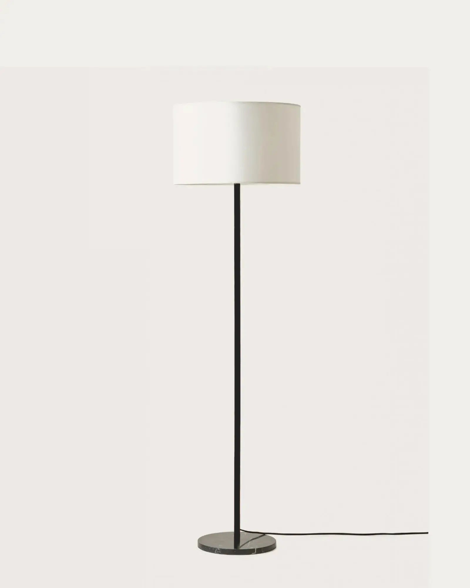 Hedra marble base and fabric shade classic floor lamp black stem