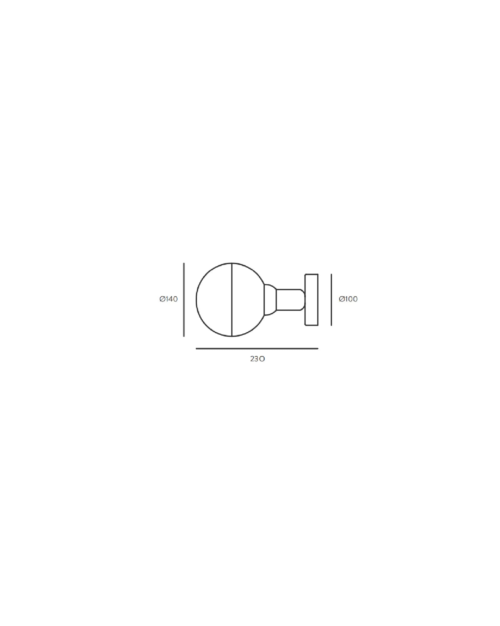 Helmet minimalistic wall light with orb opal glass shade sizes