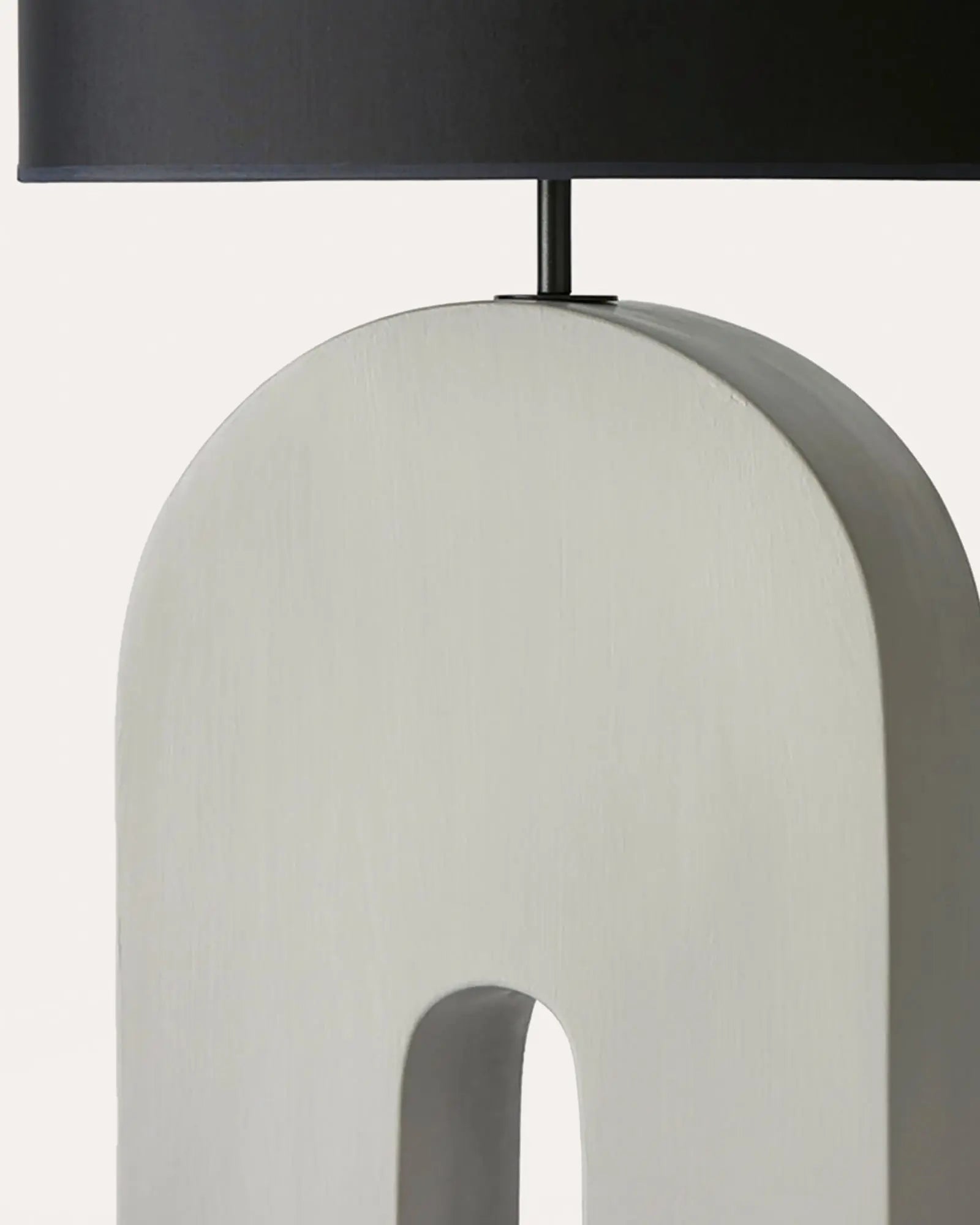 Home contemporary table lamp ceramic body and fabric shade detail