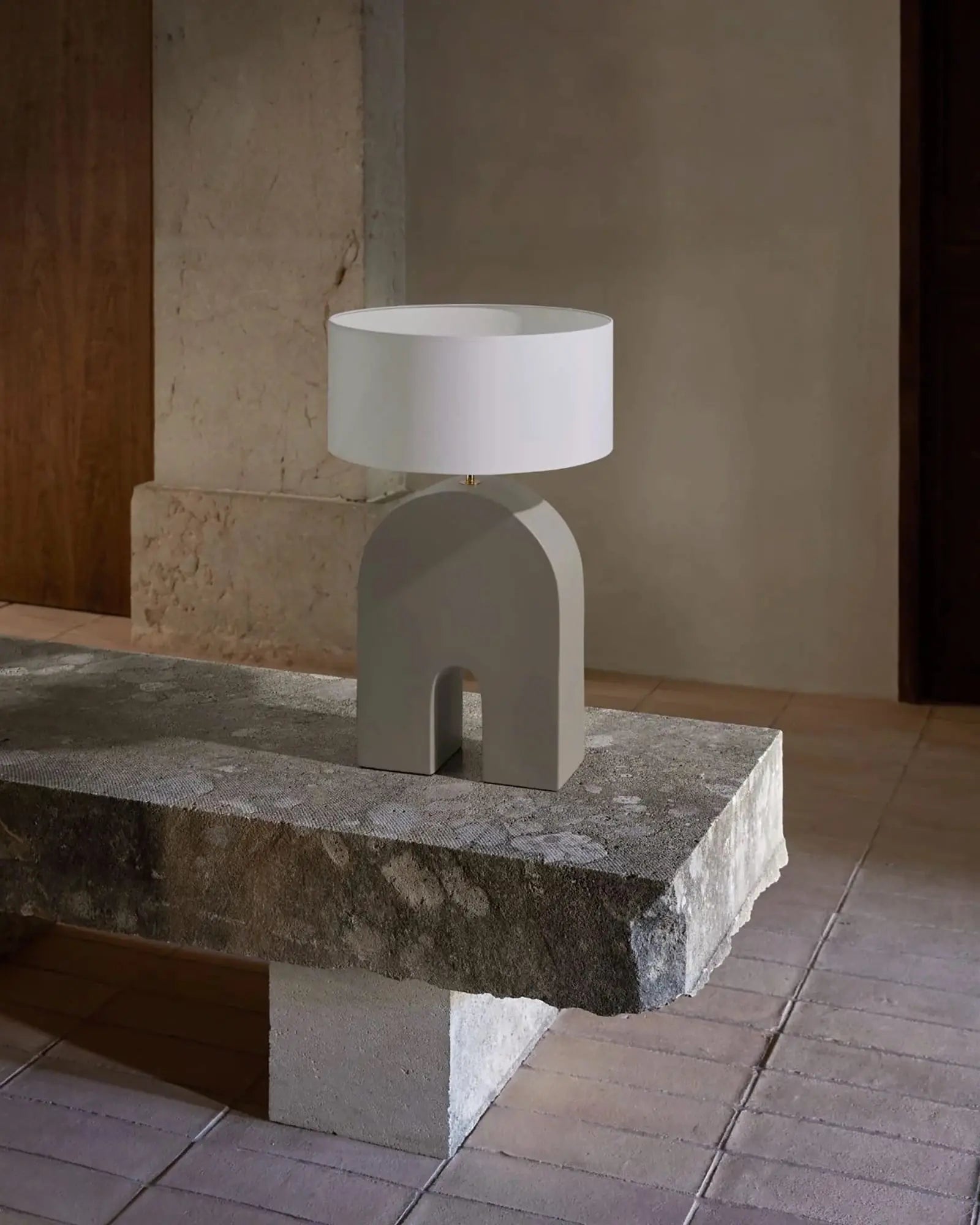 Home Contemporary Table Lamp on a stone seat
