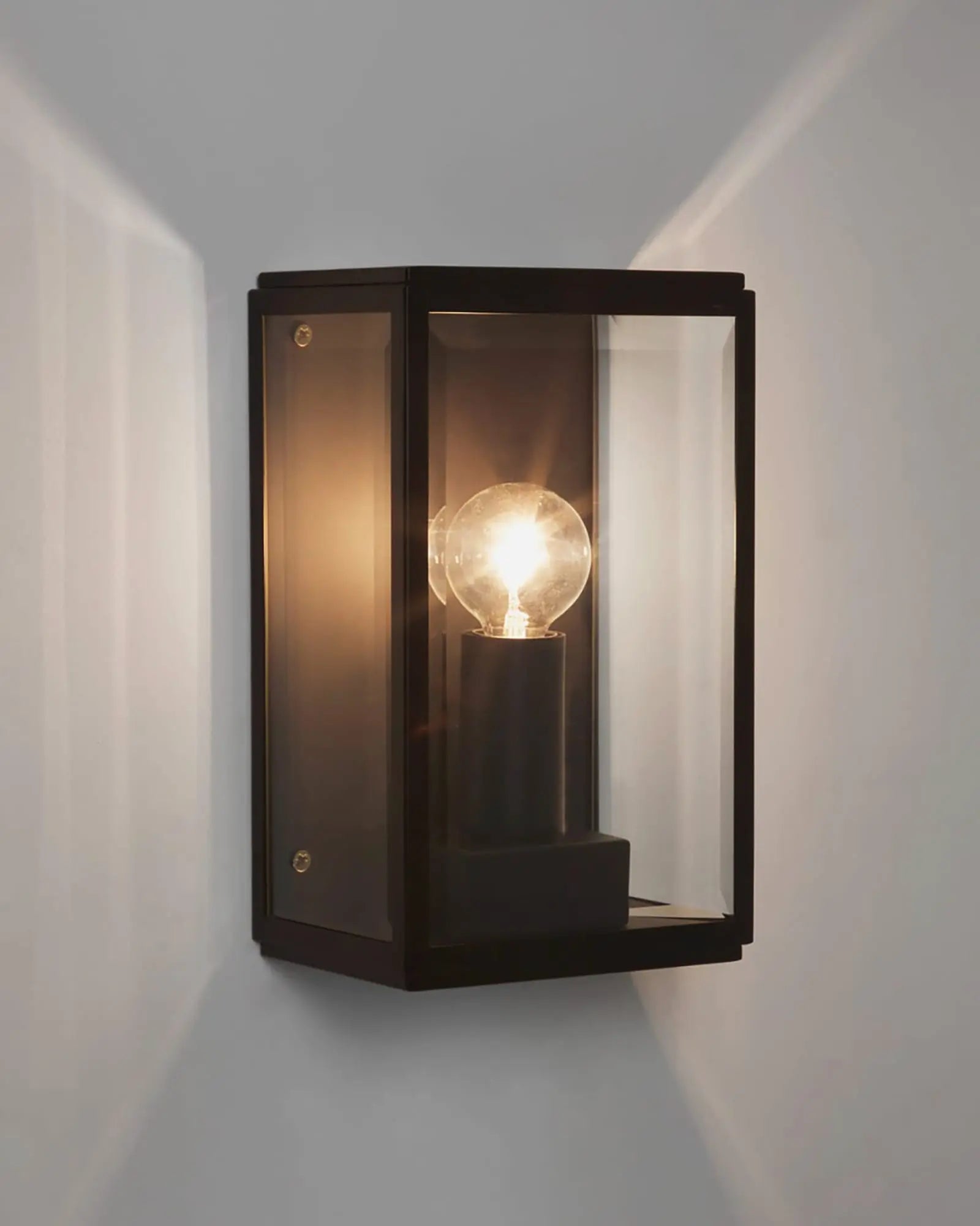 Homefield contemporary lantern style outdoor wall light bronze 160