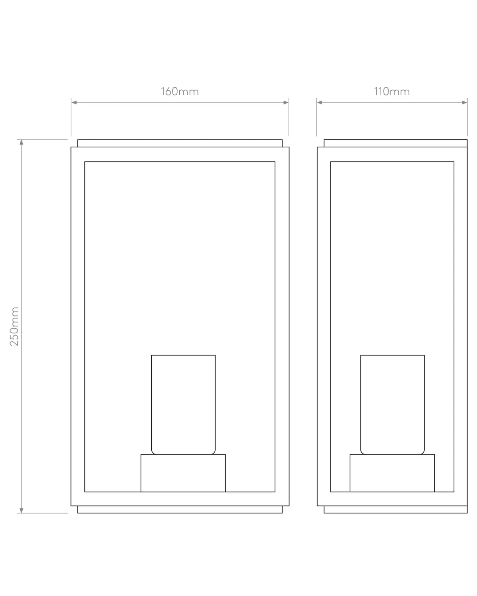 Homefield contemporary lantern style outdoor wall light sizes 160