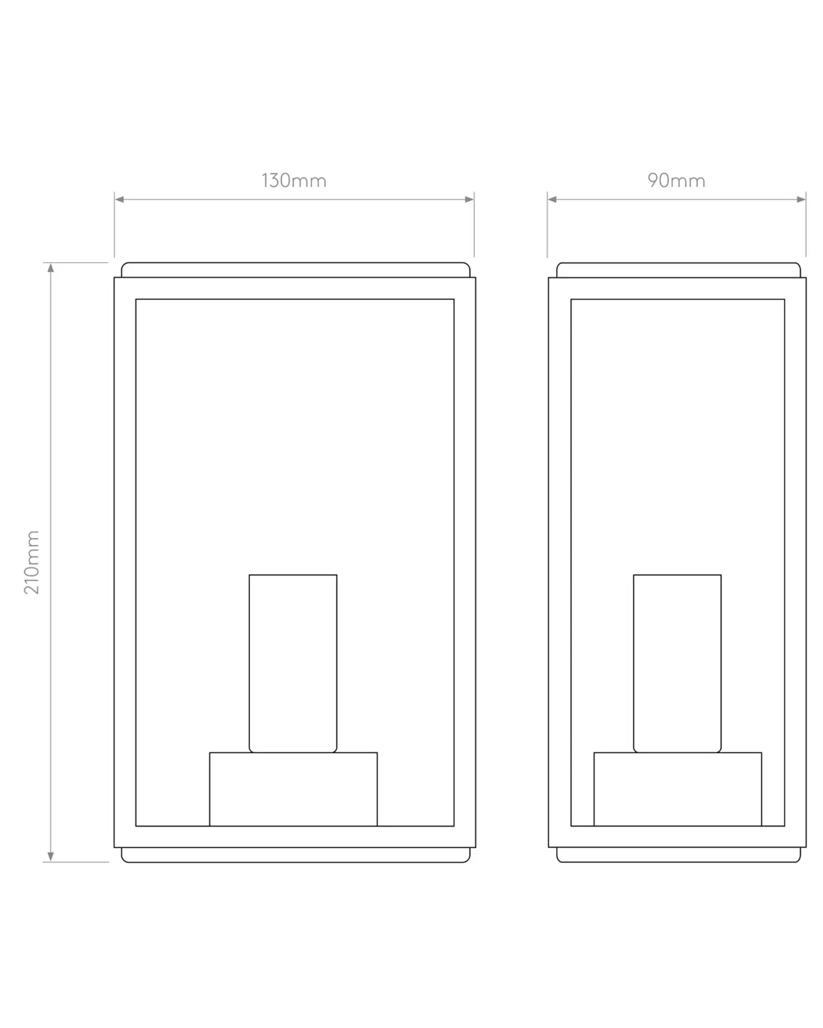 Homefield contemporary lantern style outdoor wall light sizes 130