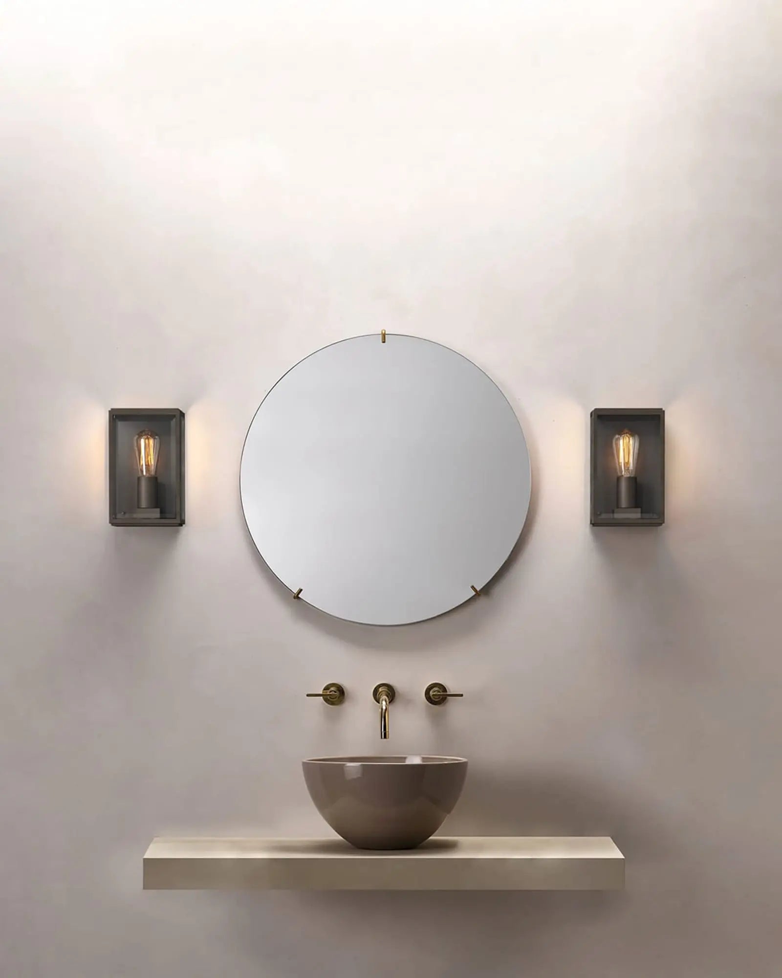 Homefield contemporary lantern style outdoor wall light bathroom side mirror