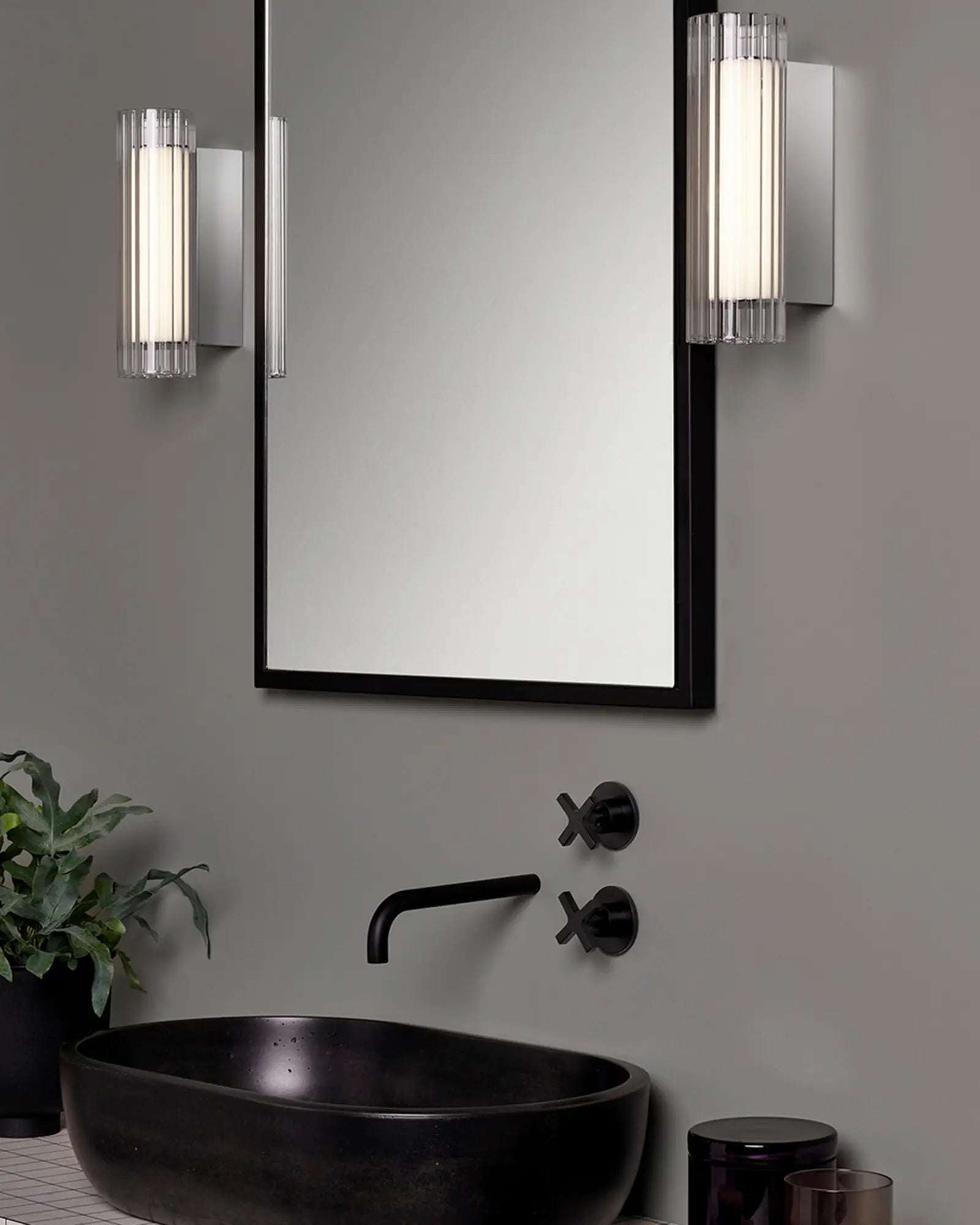 io small contemporary glass bathroom wall light side mirror