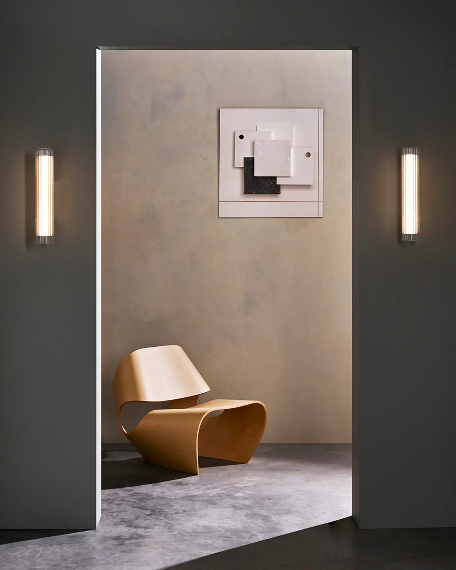 io contemporary glass bathroom wall light medium in hallway