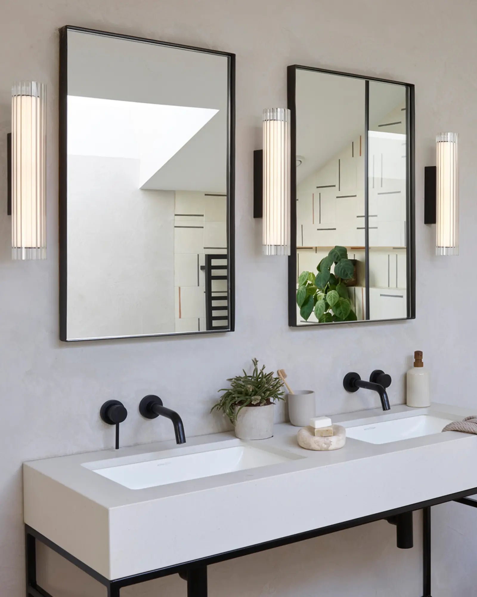 io contemporary glass bathroom wall light medium mirror sides