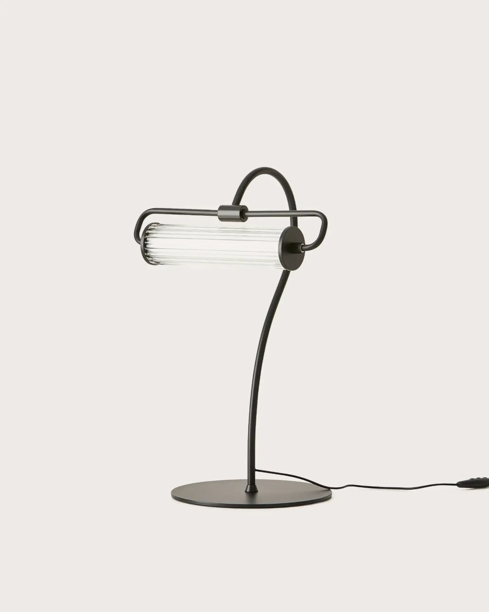 Ison contemporary pendant light with ribbed glass shade black