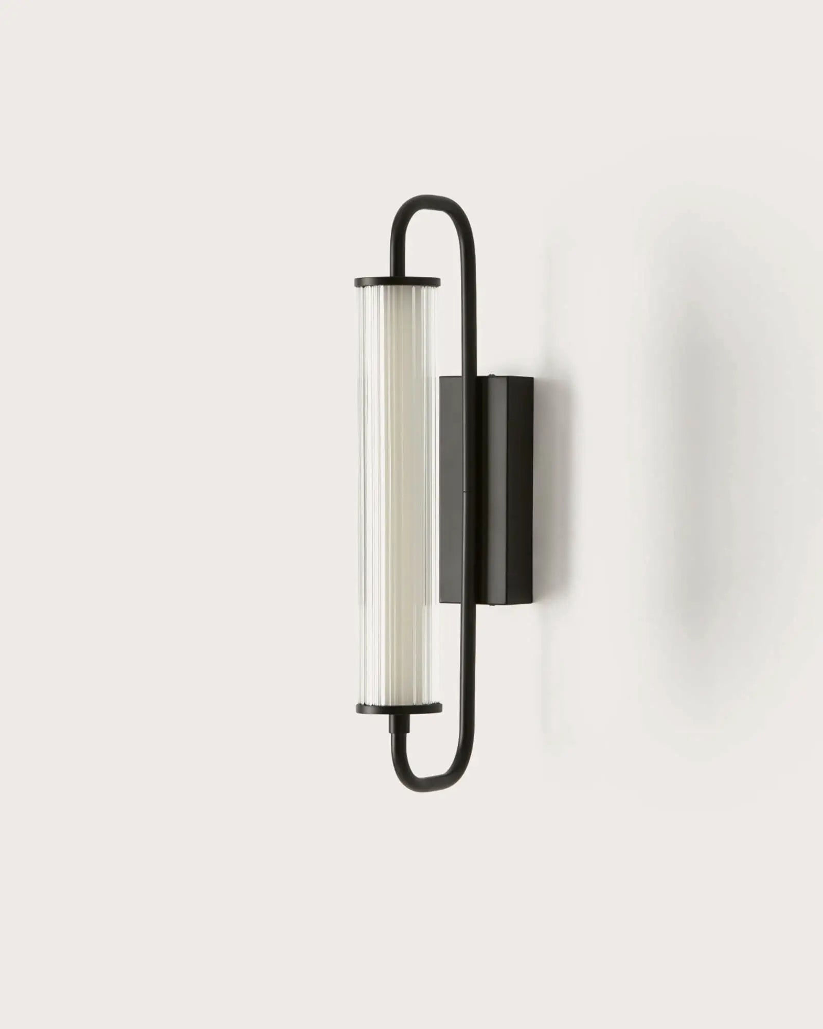 Ison wall light with ribbed glass shade black