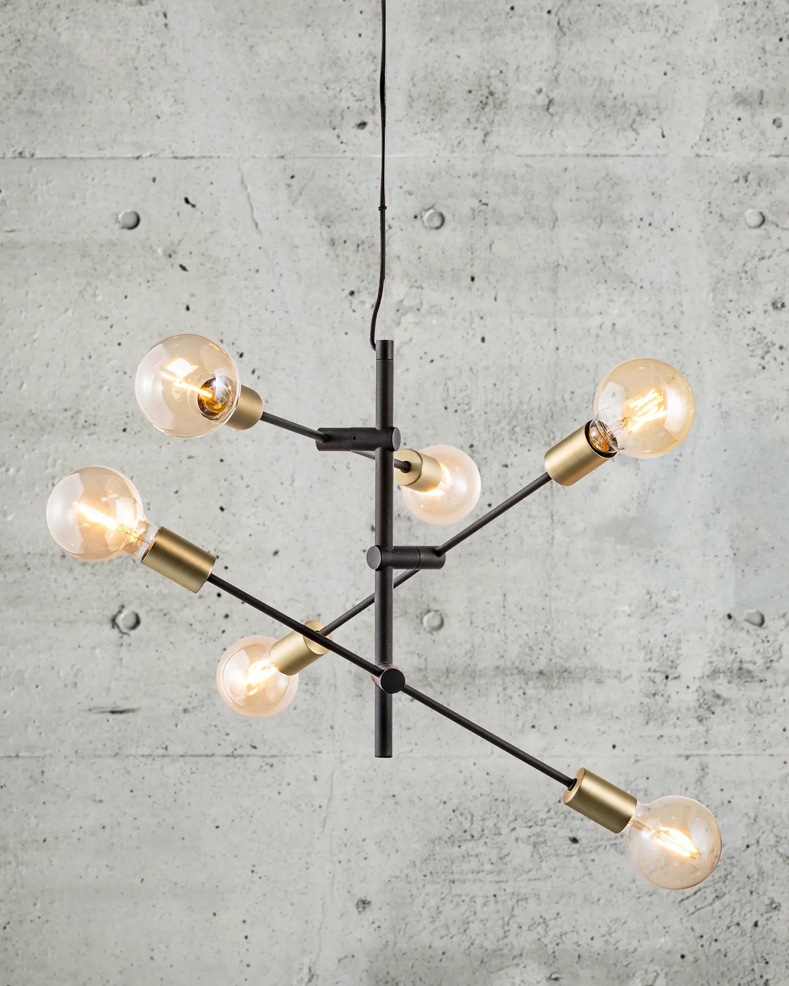 Josefine pendant light in black and brass vertical