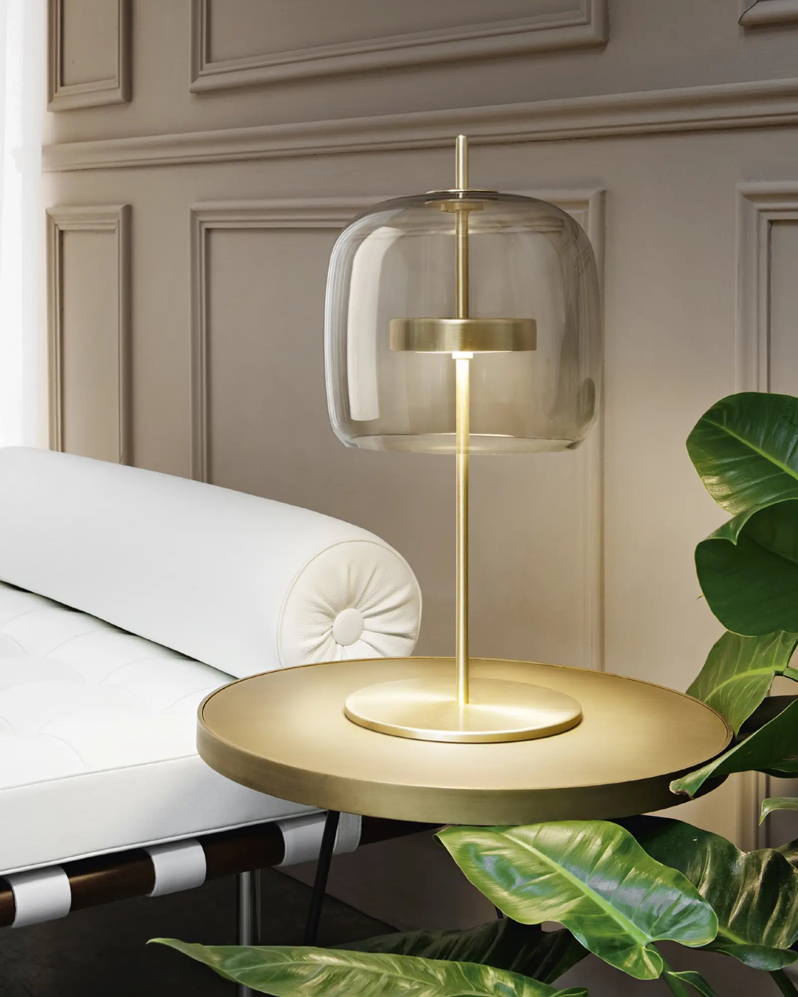 Jube Venetian blown glass table lamp medium on a coffee table