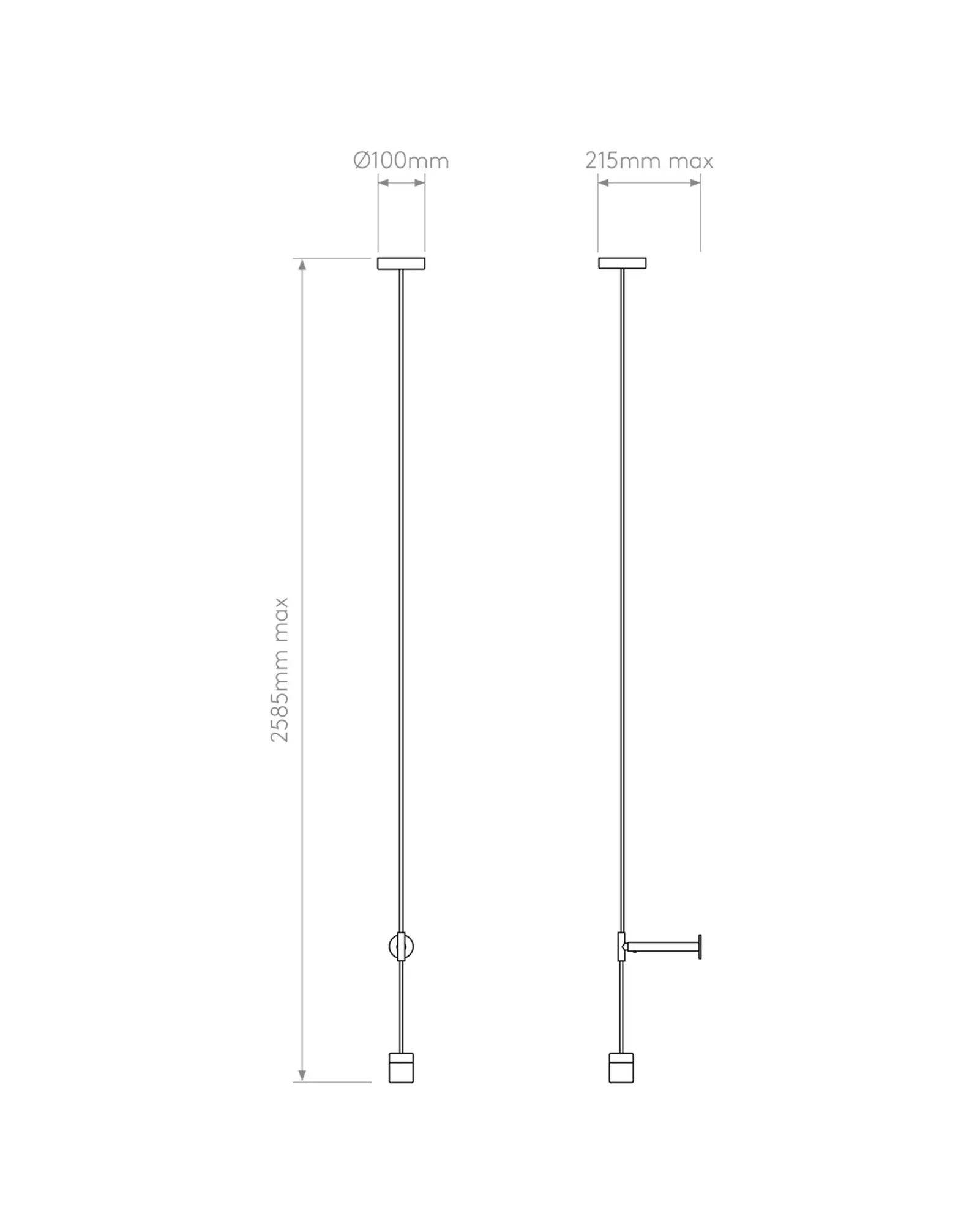Kit Pendant with wall support sizes
