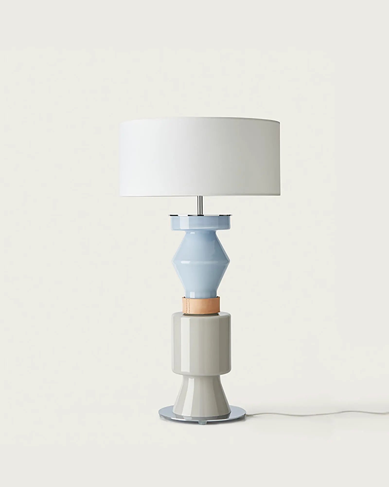 Kitta Ponn contemporary decorative table lamp in ceramic and fabric shade