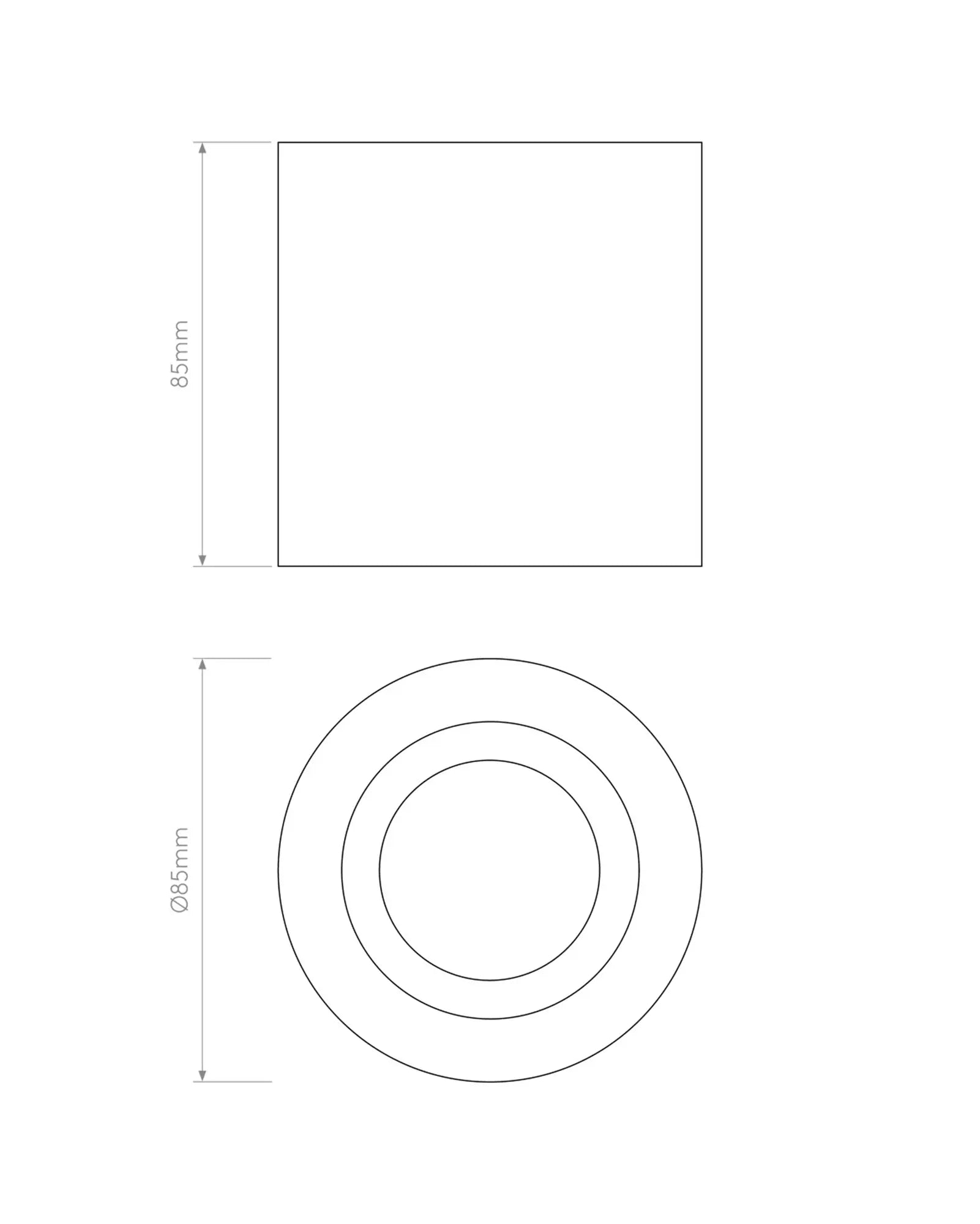 Kos II minimal cylinder metal downlight sizes