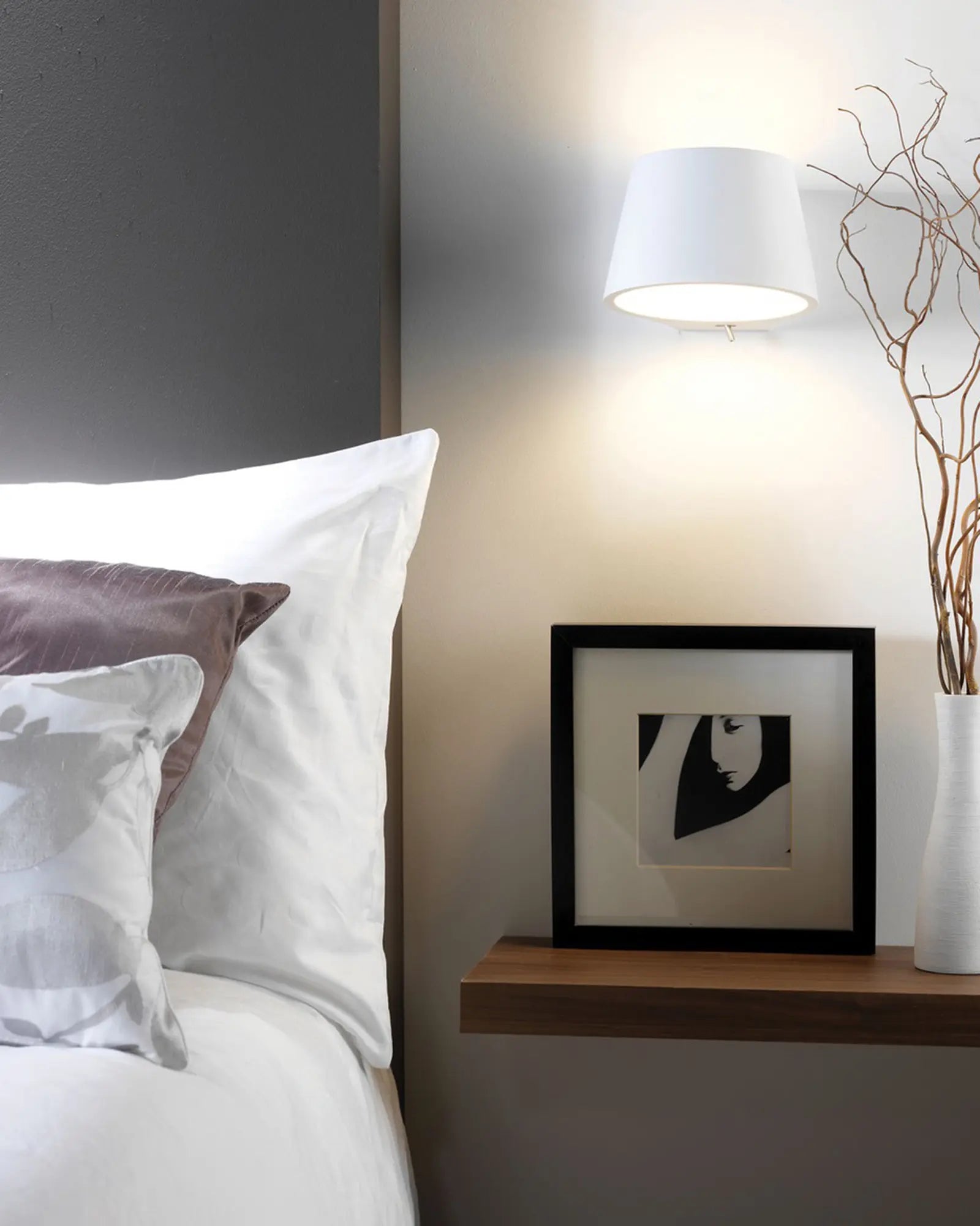 Koza plaster minimalistic contemporary wall light with switch bed side