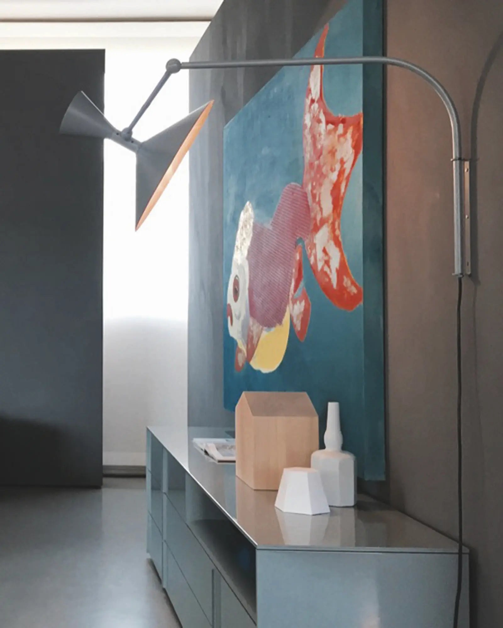 Lamp de Marseille iconic adjustable modern wall light in a bedroom