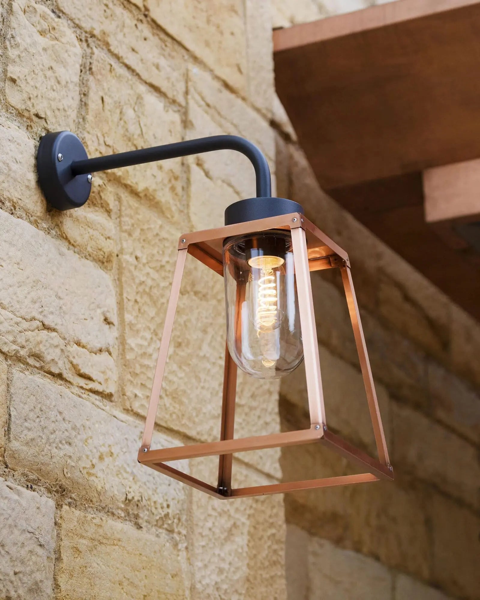 Lampiok outdoor wall light black and brass