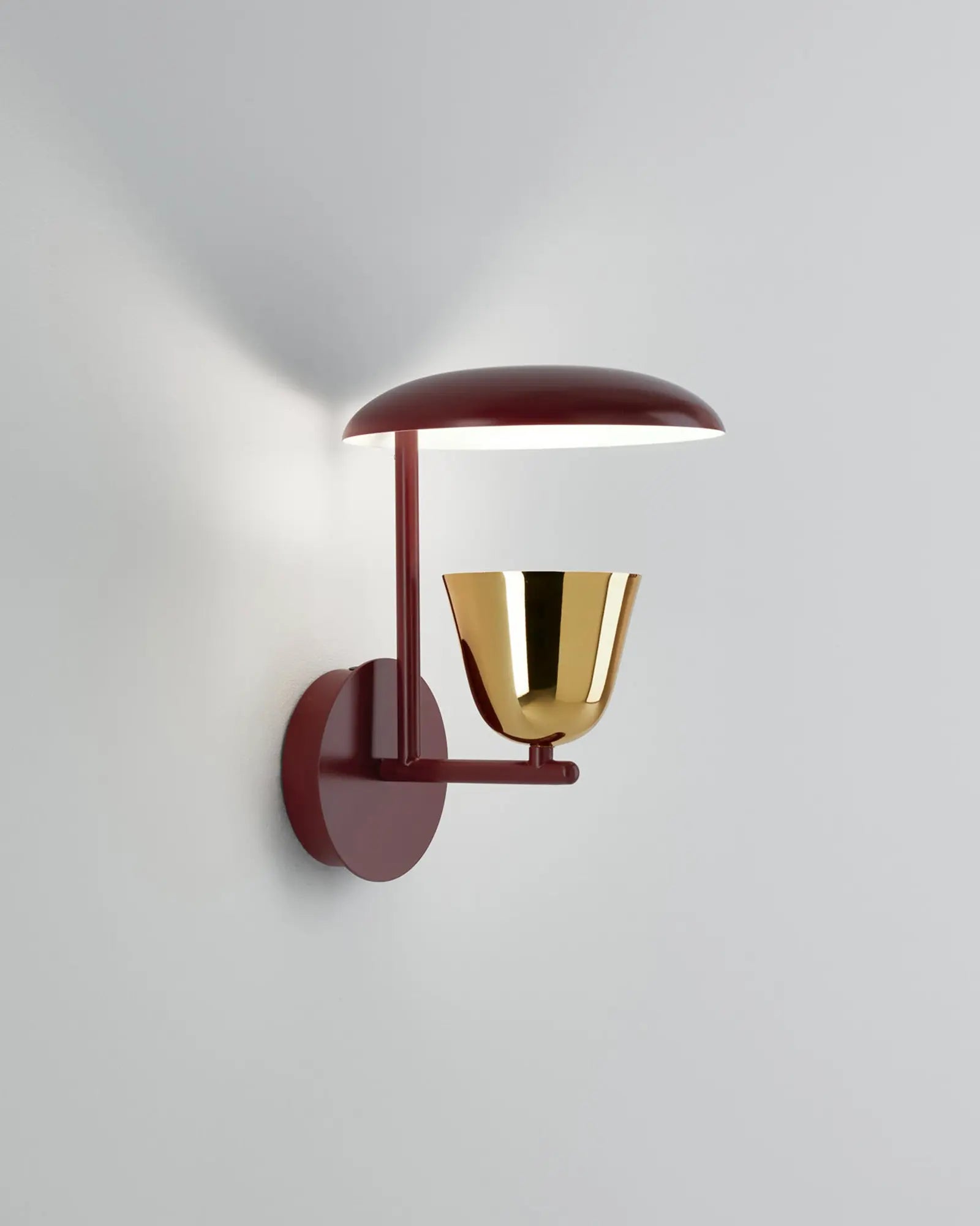 Lightolight contemporary direct and indirect wall light red and brass