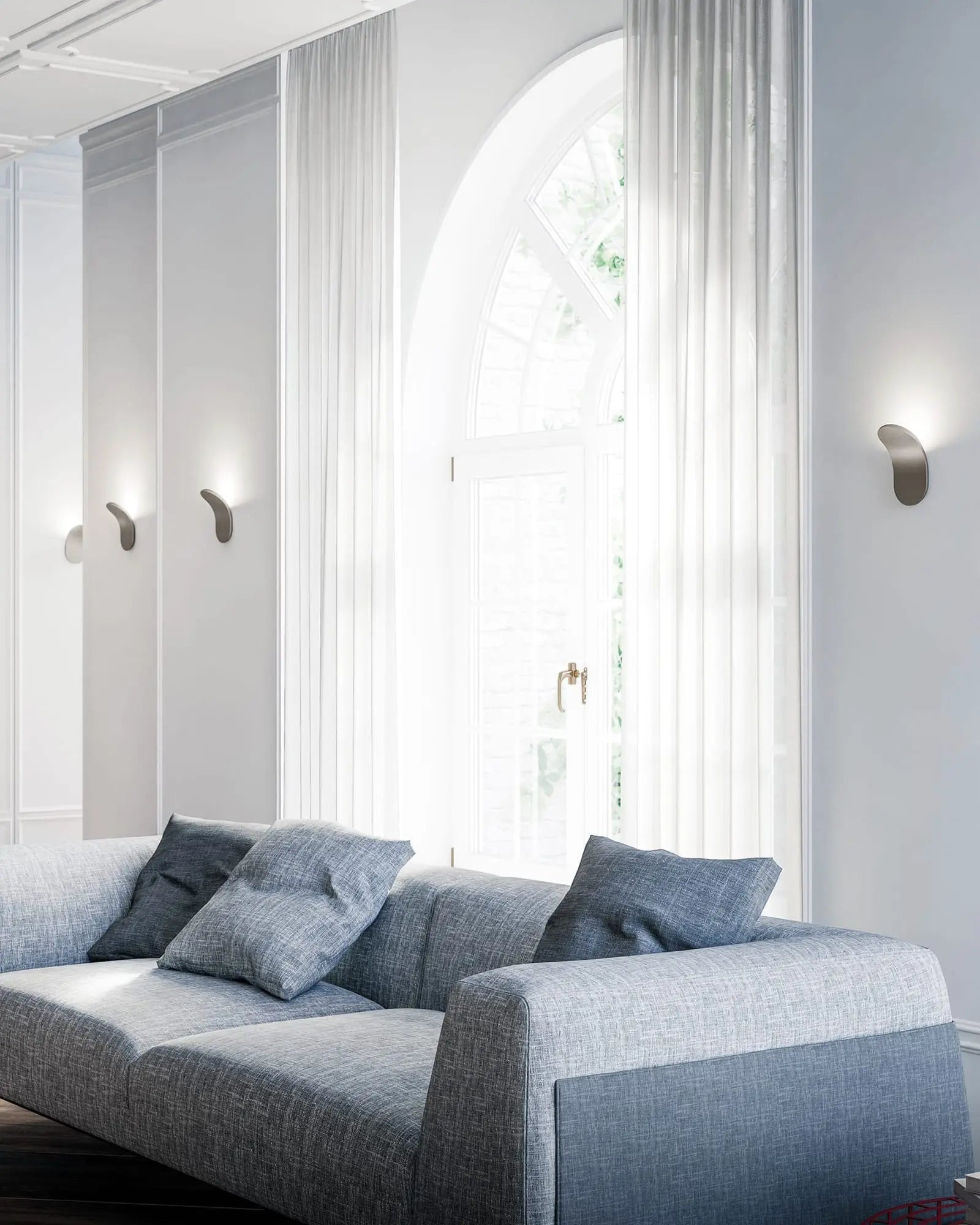 Lik minimalistic curved wall light in a living area