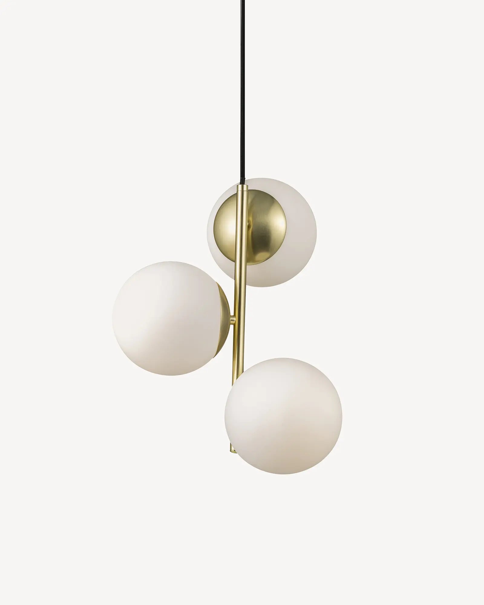 Lilly Pendant light 3 orbs scandinavian opal glass brass