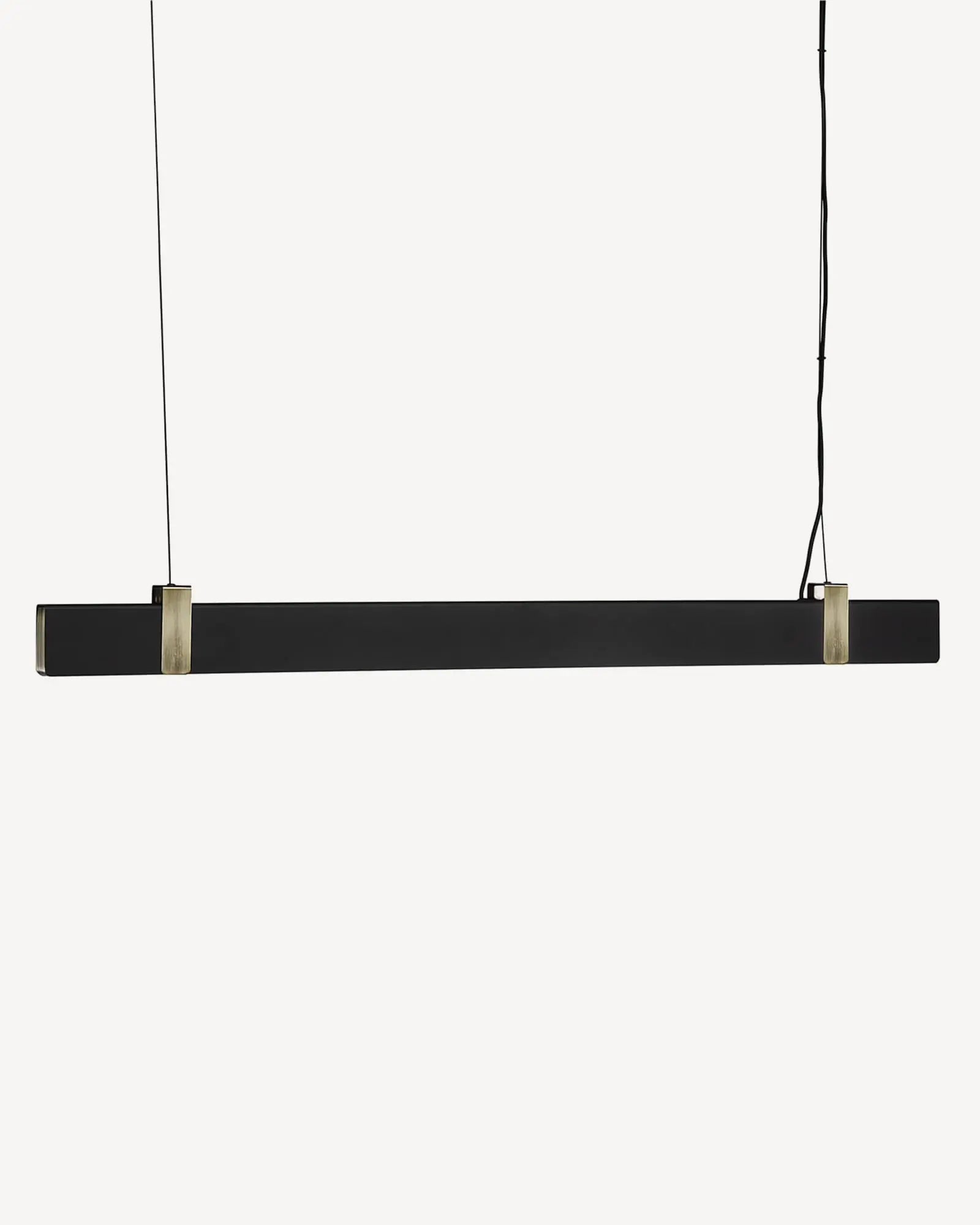 Lilt Scandinavian contemporary linear pendant light in black and brass